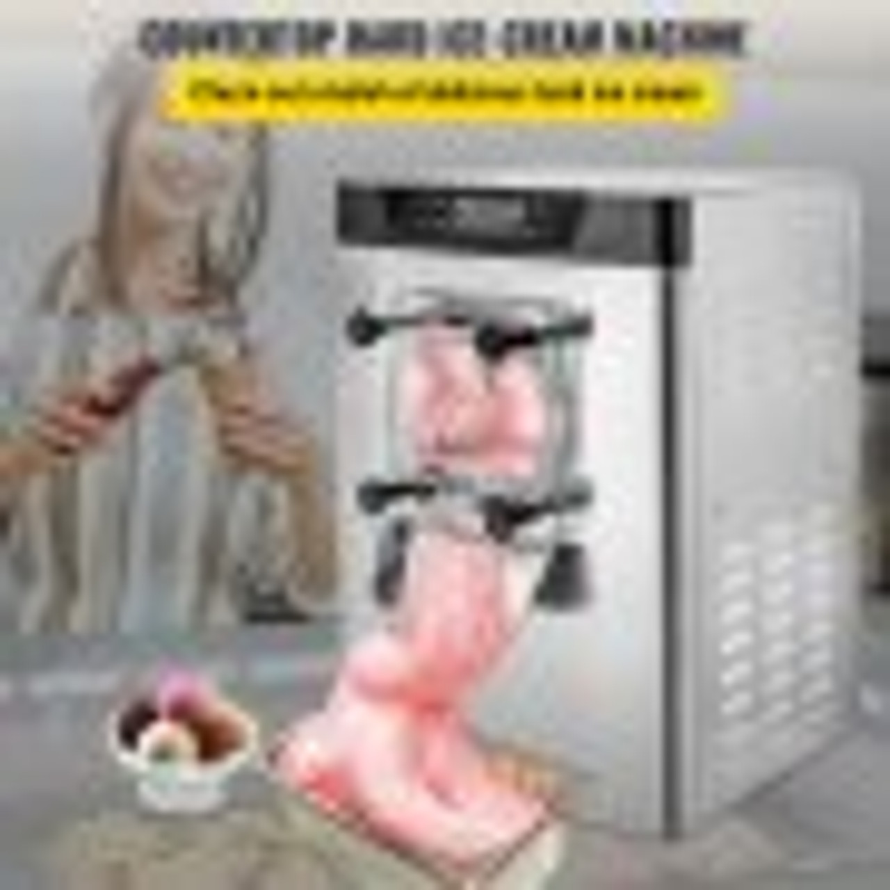 Commercial Ice Cream Machine 1400W 20/5.3 Gph Hard Serve Ice Cream Maker with LED Display Screen Auto Shut-Off Timer One Flavors Perfect for Restaurants Snack bar Supermarkets