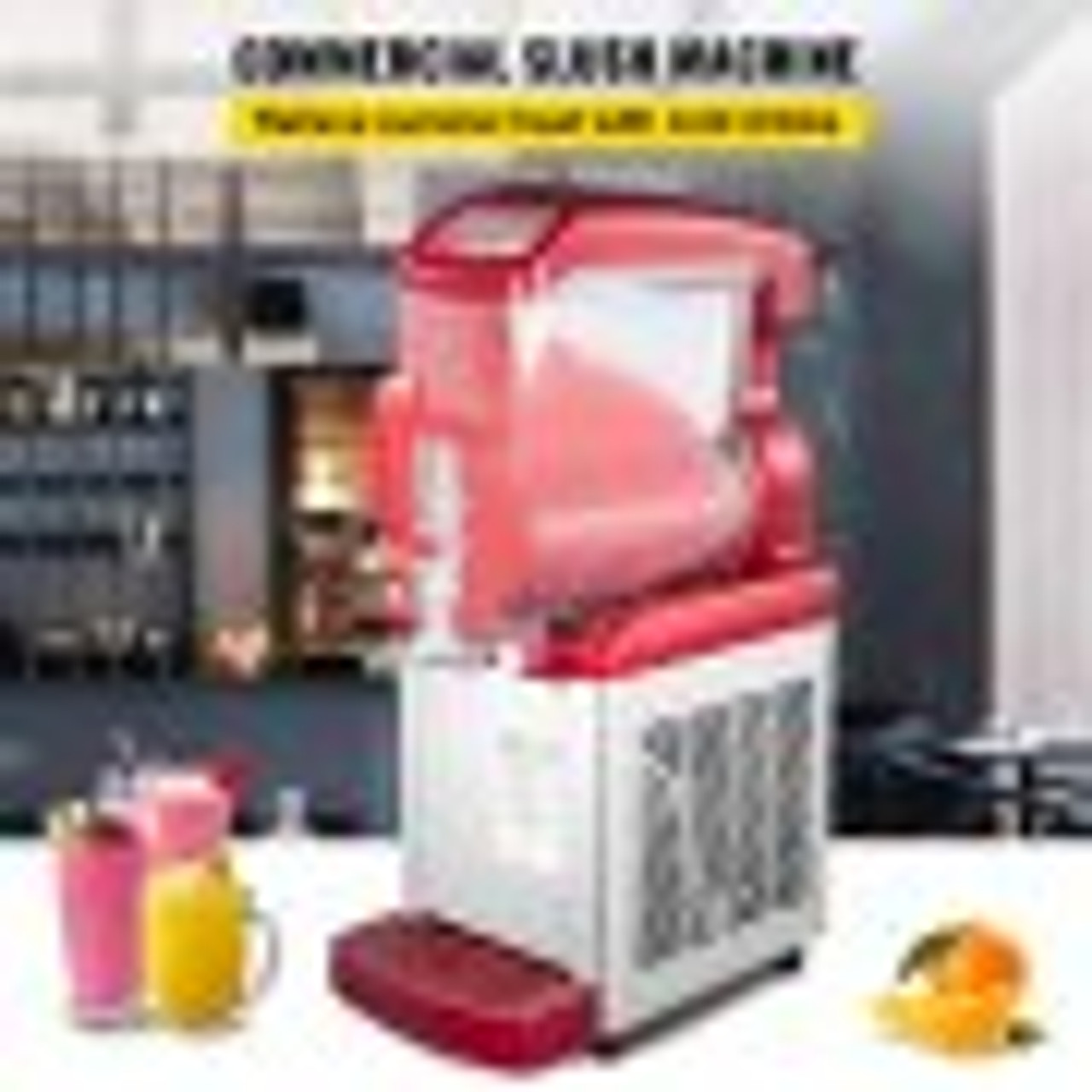Slush Frozen Drink Machine, 6LX1 Tank, 450W Commercial Margarita Maker with 14øF to 41øF Temperature Preservation, Automatic Clean Four Selectable Modes for Cafes Restaurants, Red