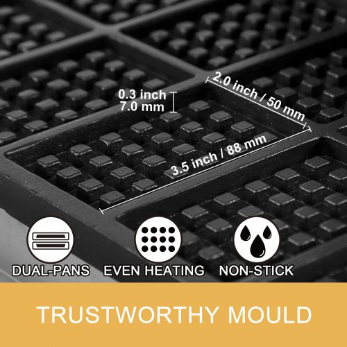 Commercial Rectangle Waffle Maker 10pcs Nonstick Electric Waffle Maker Machine Stainless Steel 110V Temperature and Time Control Heart Waffle Maker Suitable for Restaurant Snack Bar