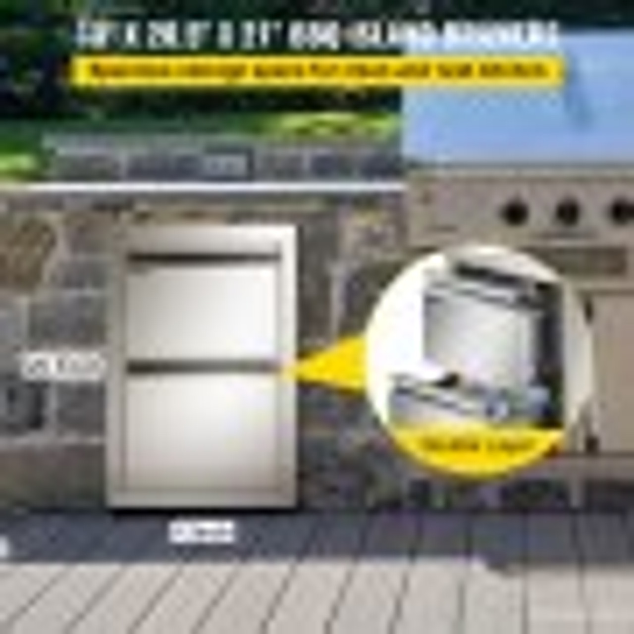 Outdoor Kitchen Drawers 13" W x 20.5" H x 21" D, Flush Mount Double BBQ Access Drawers Stainless Steel with Recessed Handle, BBQ Island Drawers for Outdoor Kitchens or Grill Station