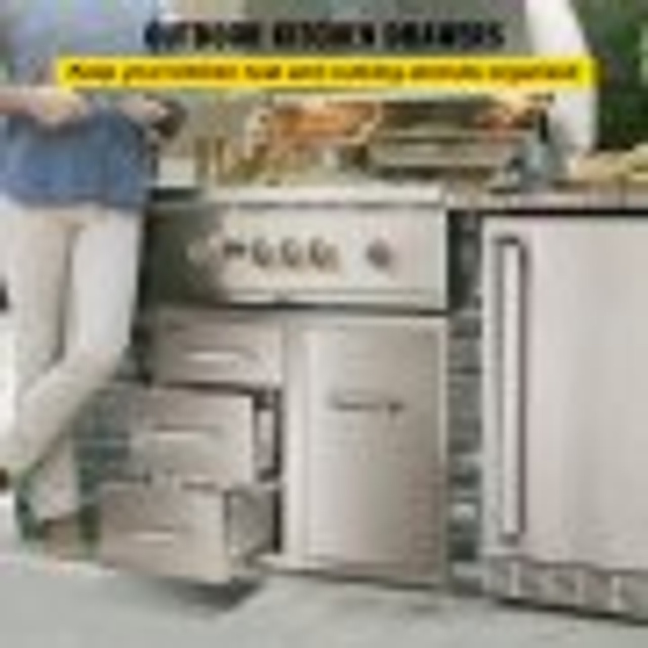 Outdoor Kitchen Door Drawer Combo 29.5" W x 22.6" H x 21.7''D, Access Door/Triple Drawers with Propane Drawer and Adjustable Garbage Ring, Perfect for BBQ Island Patio Grill Station