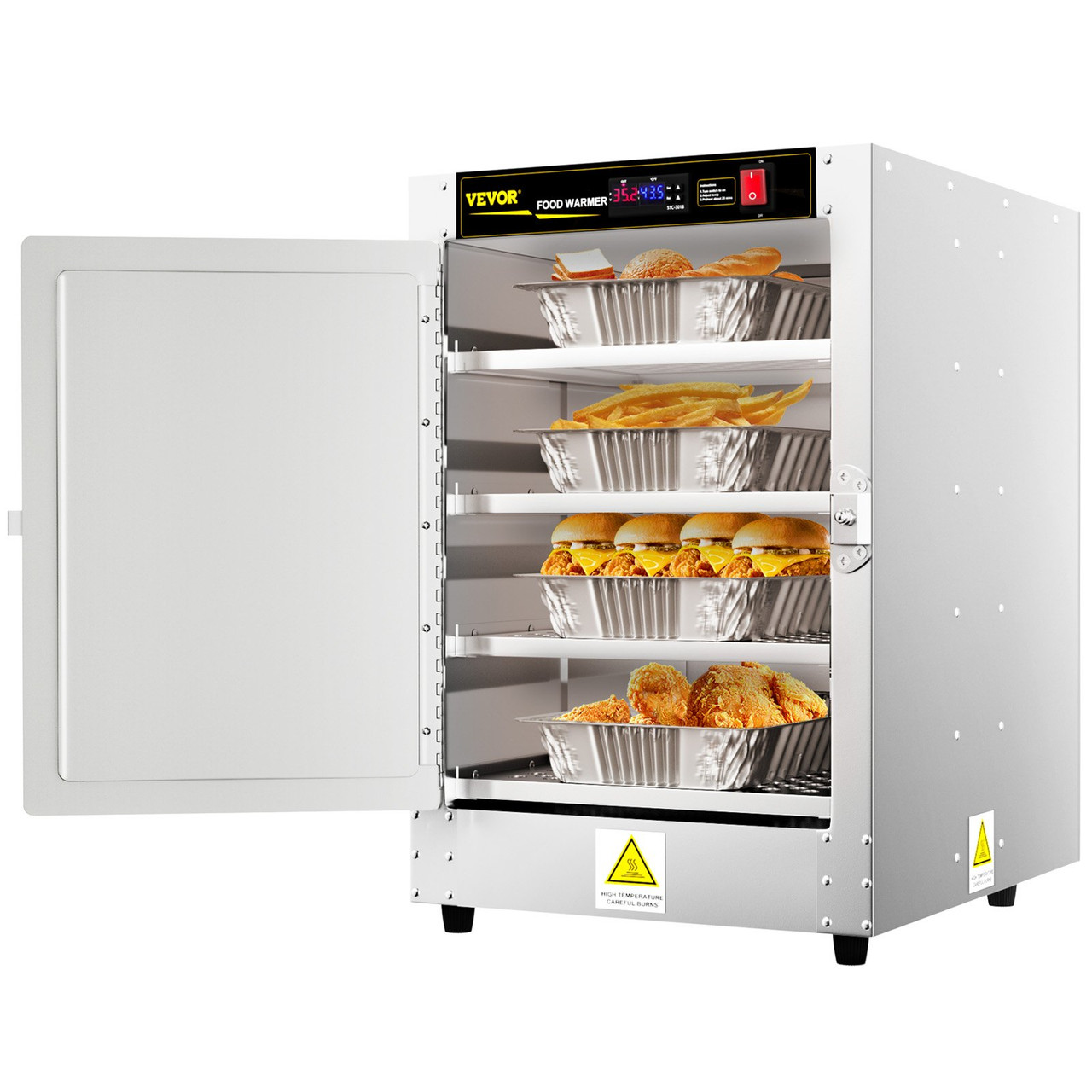 Hot Box Food Warmer, 16"x22"x24" Concession Warmer with Water Tray, Four Disposable Catering Pans, Countertop Pizza, Patty, Pastry, Empanada, Concession Hot Food Holding Case, 110V UL Listed