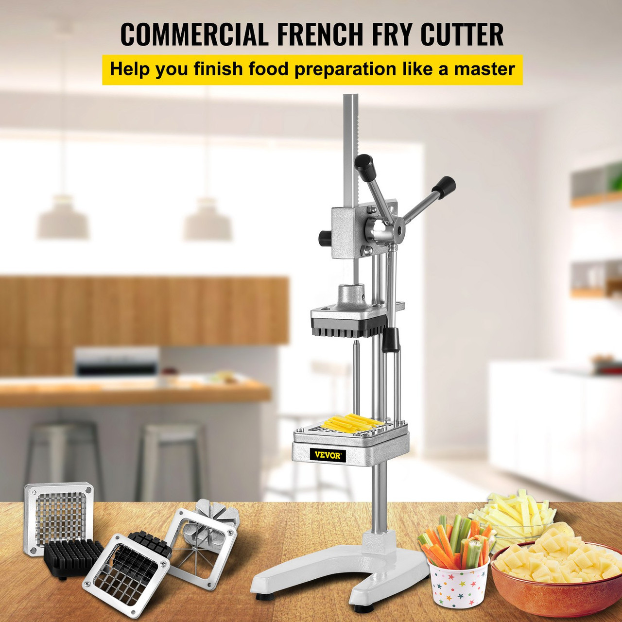 VEVOR Electric Fry Cutter Electric Potato Cutter with 4 Blades