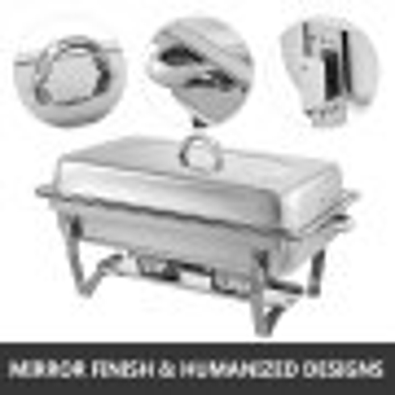 Chafing Dish 4 Packs 8 Quart Stainless Steel Chafer Full Size Rectangular Chafers for Catering Buffet Warmer Set with Folding Frame
