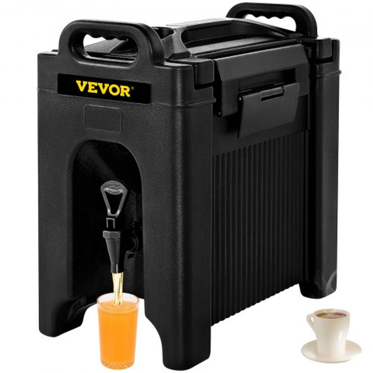 VEVOR Insulated Beverage Dispenser 2.5 Gal Double-Walled Beverage Server w/ PU Insulation Layer Hot and Cold Drink Dispenser w/ 2-Stage Faucet