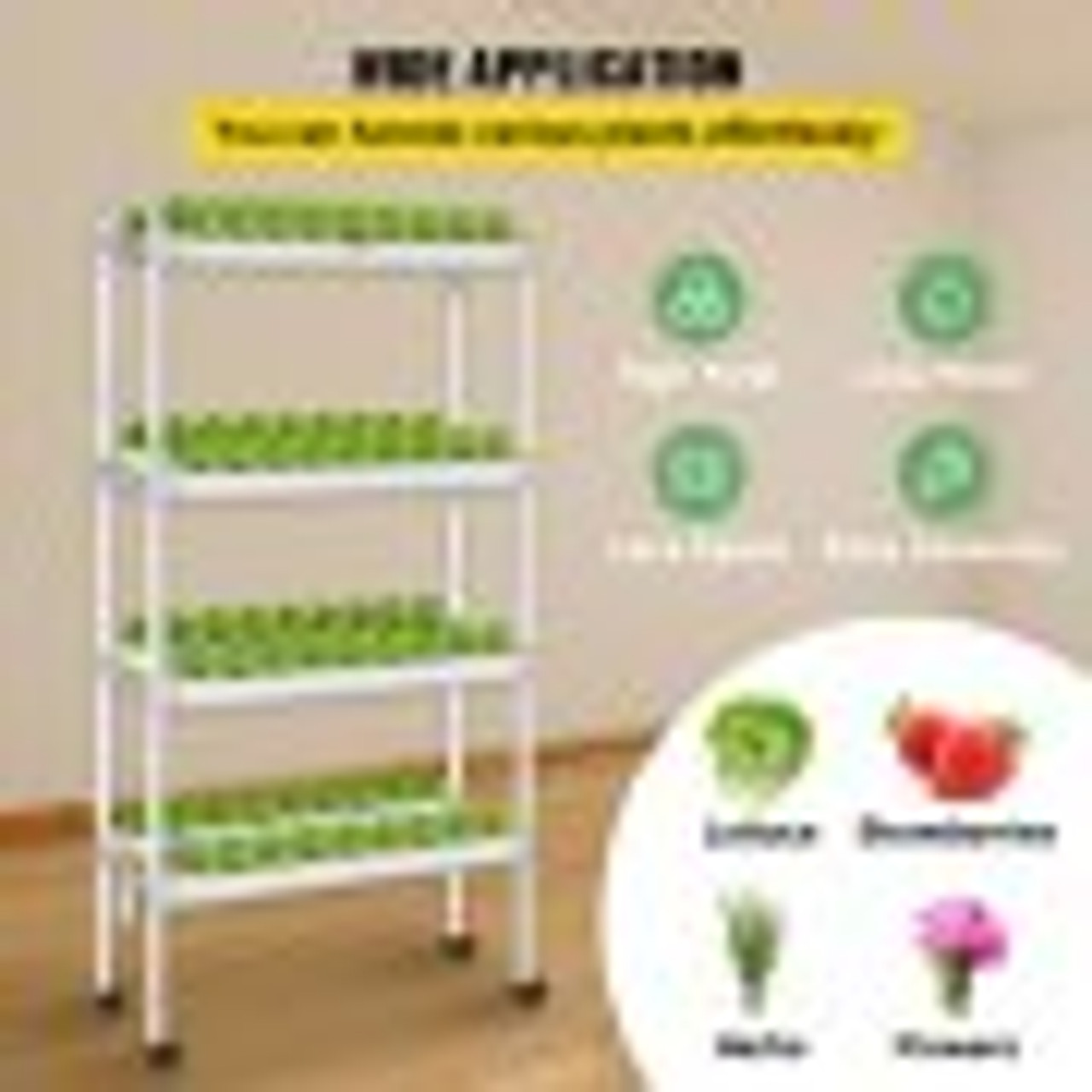 Hydroponics Growing System, 72 Sites 8 Food-Grade PVC-U Pipes, 4 Layers Indoor Planting Kit with Water Pump, Timer, Nest Basket, Sponge, for Fruits, Vegetables, Herbs, White