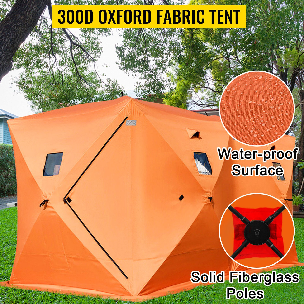 4 Person Ice Fishing Shelter, Waterproof Oxford Fabric Portable