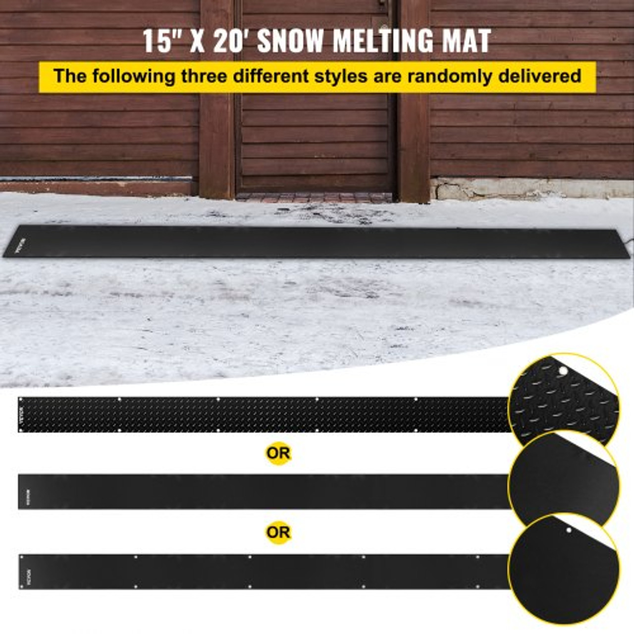 Snow Melting Mat, 2ft x 3ft Heated Walkway Mat, 110V Snow and Ice Melting  Mat, PVC