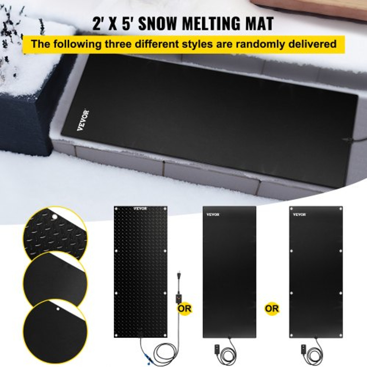 Snow Melting Mat, 11in x 15ft Heated Walkway Mat, 110V Snow and