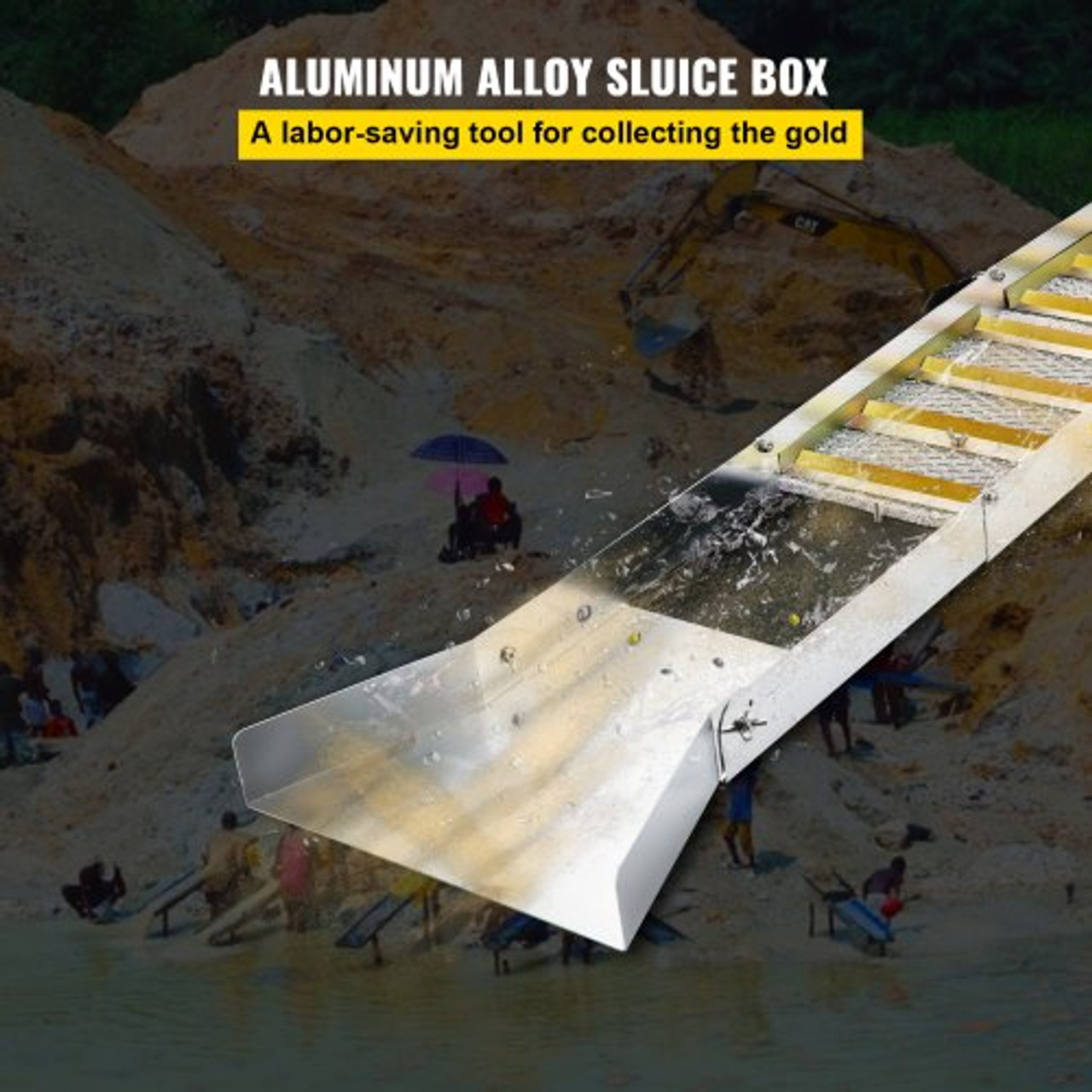 Folding Aluminum Alloy Sluice Box, Compact 50" Sluice Boxes for Gold, Lightweight Gold Sluice Equipment, Portable Sluice Boxes w/Miner's Moss, River, Creek, Gold Panning, Prospecting, Dredging