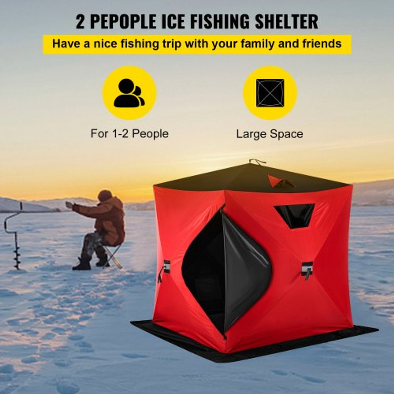 Winter Ice Fishing Tents For 3-4 People, 3 Layers Of Thickening