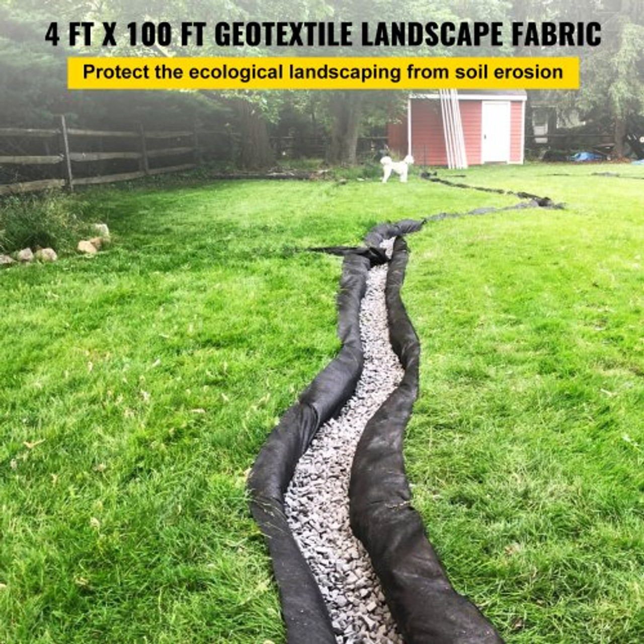 Garden Weed Barrier Fabric, 8OZ Heavy Duty Geotextile Landscape Fabric, 4ft x 100ft Non-Woven Weed Block Gardening Mat for Ground Cover, Weed Control Cloth, Landscaping, Underlayment, Black