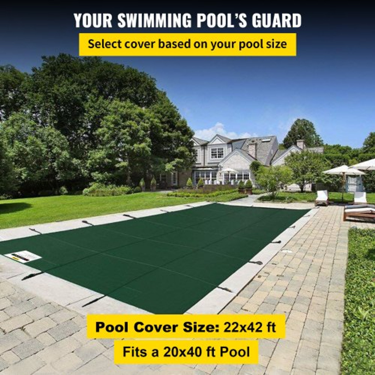 Pool Safety Cover Fits 20x40ft Rectangle Inground Safety Pool Cover Green Mesh Solid Pool Safety Cover for Swimming Pool Winter Safety Cover