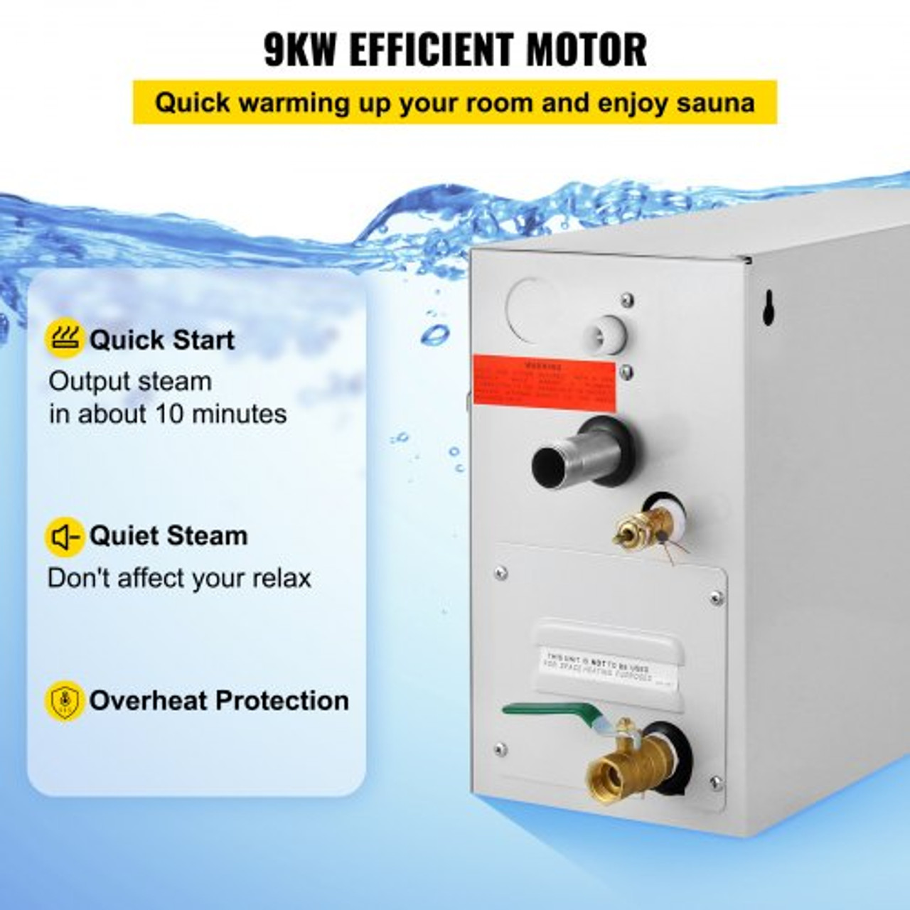 Steam Generator 9KW Steam Showers 220V-240V Sauna Steam Generator with Programmable Controller for Home SPA Bathroom Hotel Shower Steam(Controller Not Contain Battery)