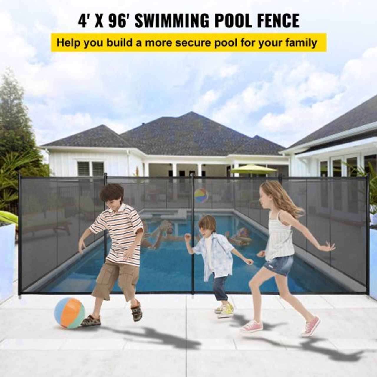 Pool Fencing Mesh, 4 x 96 ft Swimming Pool Fence, 1000D PVC Mesh