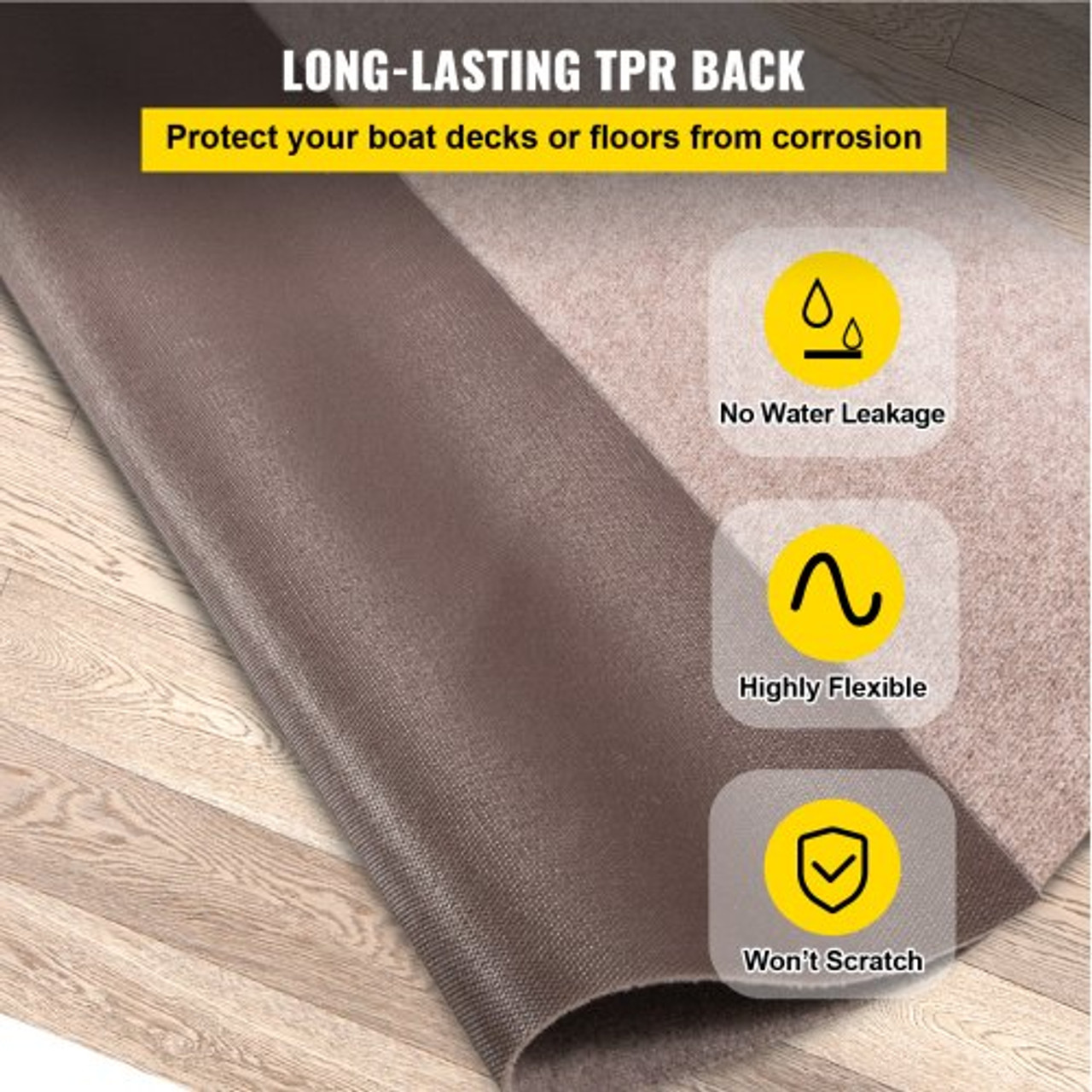 VEVOR Boat Carpet, 6 ft x 18 ft Marine Carpet for Boats, Waterproof Light Brown Carpet with Marine Backing Anti-slide Marine Grade Boat Carpet