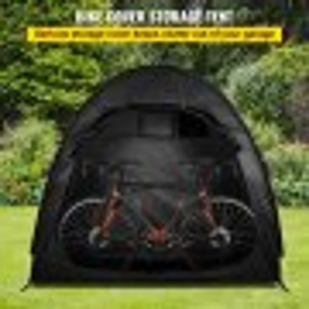 Bike Cover Storage Tent, 420D Oxford Portable for 2 Bikes, Outdoor Waterproof Anti-Dust Bicycle Storage Shed, Heavy Duty for Bikes, Lawn Mower, and Garden Tools, w/ Carry Bag and Pegs, Black