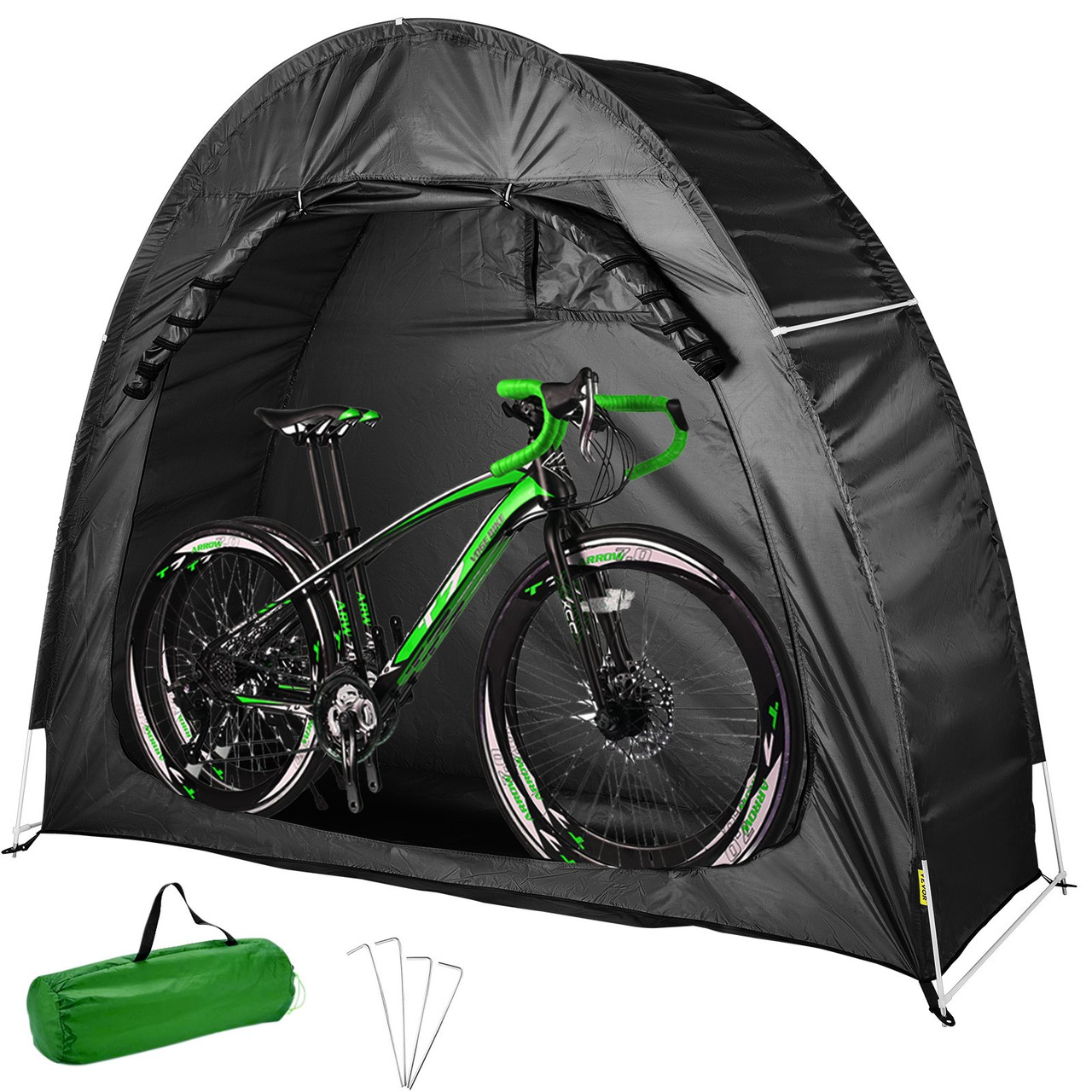 Bike Cover Storage Tent, 420D Oxford Portable for 2 Bikes, Outdoor Waterproof Anti-Dust Bicycle Storage Shed, Heavy Duty for Bikes, Lawn Mower, and Garden Tools, w/ Carry Bag and Pegs, Black