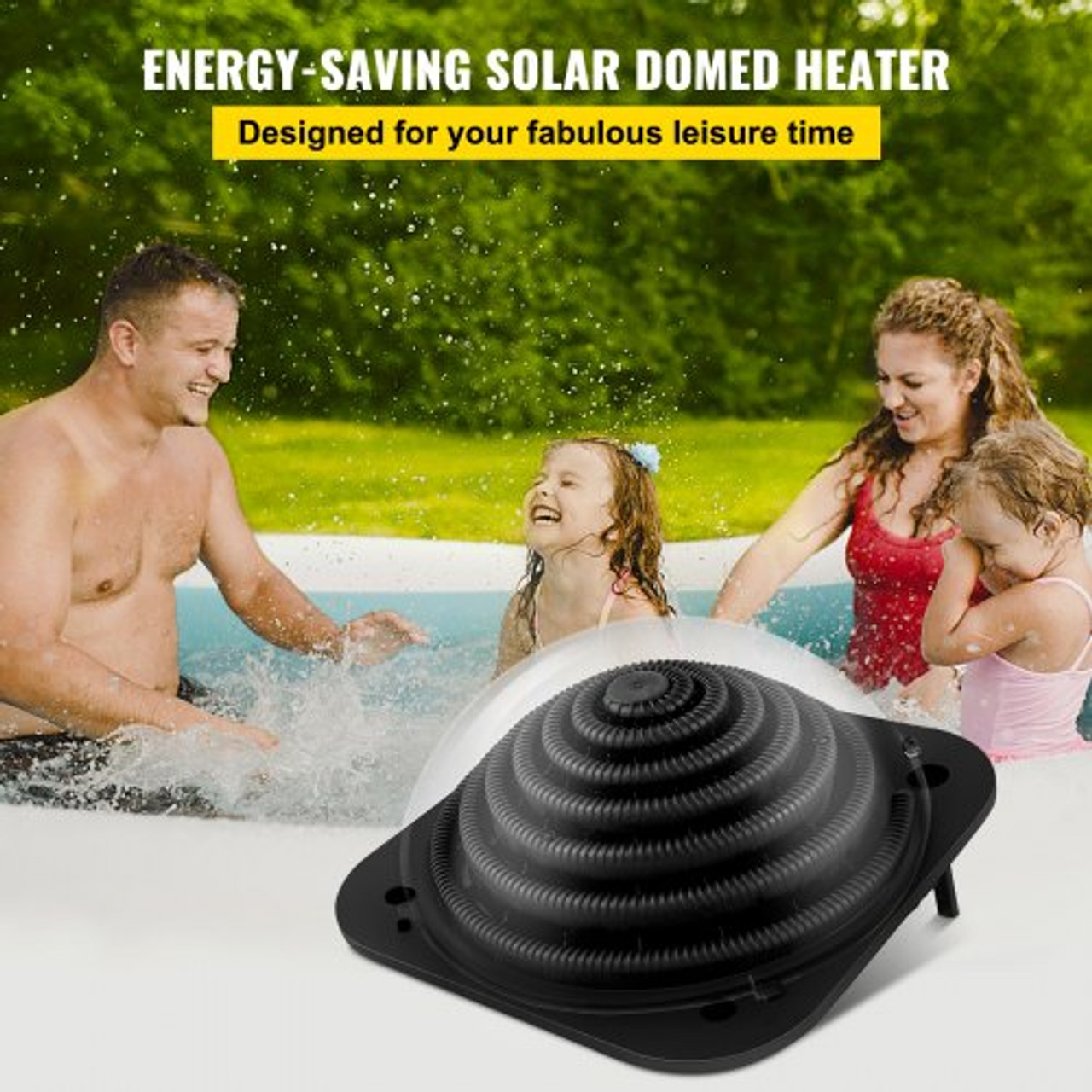 Solar Dome Heater, for Inground/Above Ground Swimming Pool Solar Dome, Outdoors Pool Dome, Single Unit Solar Water Heater, Heats Pools up to 2641 Gallons Solar Powered Dome Black Heater Contour