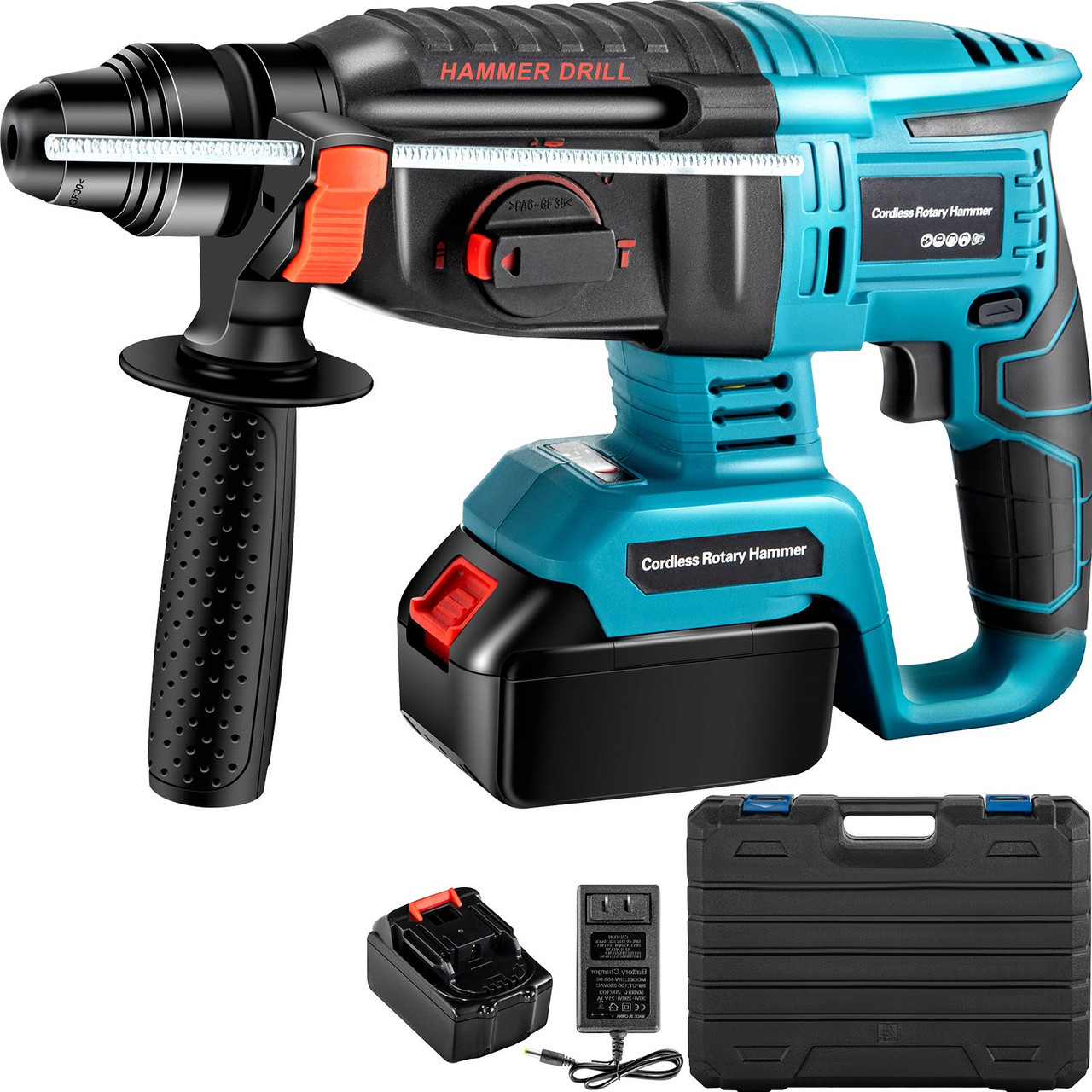 SDS-Plus Rotary Hammer Drill, 1400 rpm & 450 bpm Variable Speed Electric Hammer, 4 IN 1 Cordless Drill, Measurable Hammer Ideal with 1 for Concrete, Steel, and Wood