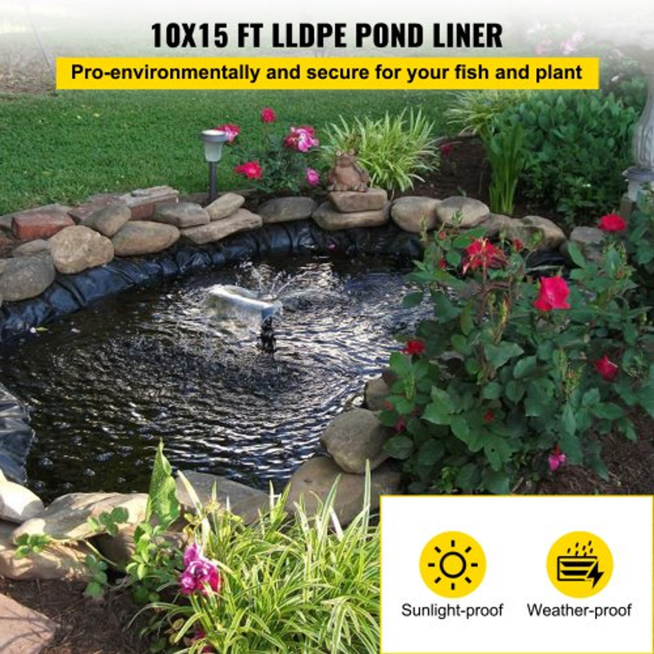 LLDPE Pond Liner 10x15 ft, Pond Liner 20 Mil, Fish Pond Liners for Waterfall, Pond and Fish Ponds