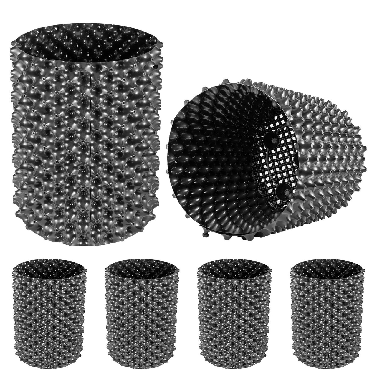 6PCS Air Root Pruning Pots, 2.5 Gallon Garden Propagation Pot, Black Equivalent Pot, Recycled Air-Pruning Container, Air Root Pots Plant Root Trainer, with Base Screws & Non-Woven Fabric Pot