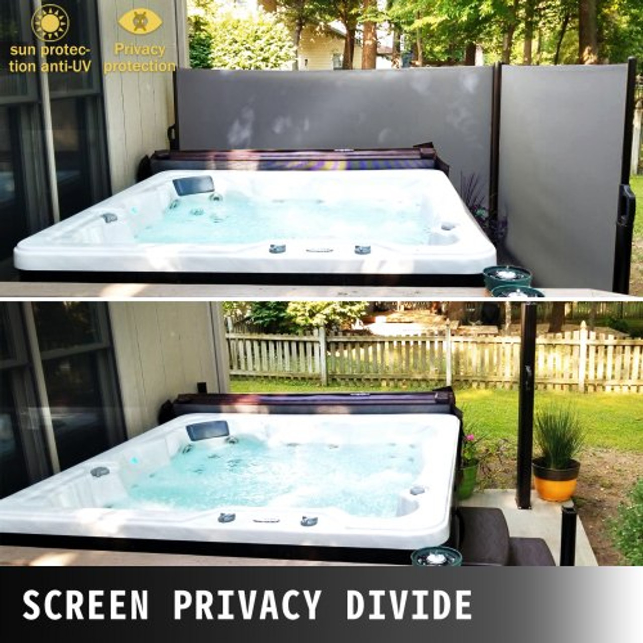 Retractable Side Awning, 63''x 236'' Full Aluminum Rust-Proof Patio Sunshine Screen, Outdoor Privacy Divider & Wind Screen, Works for Courtyard, Balcony, Roof Terraces and Pools, Gray