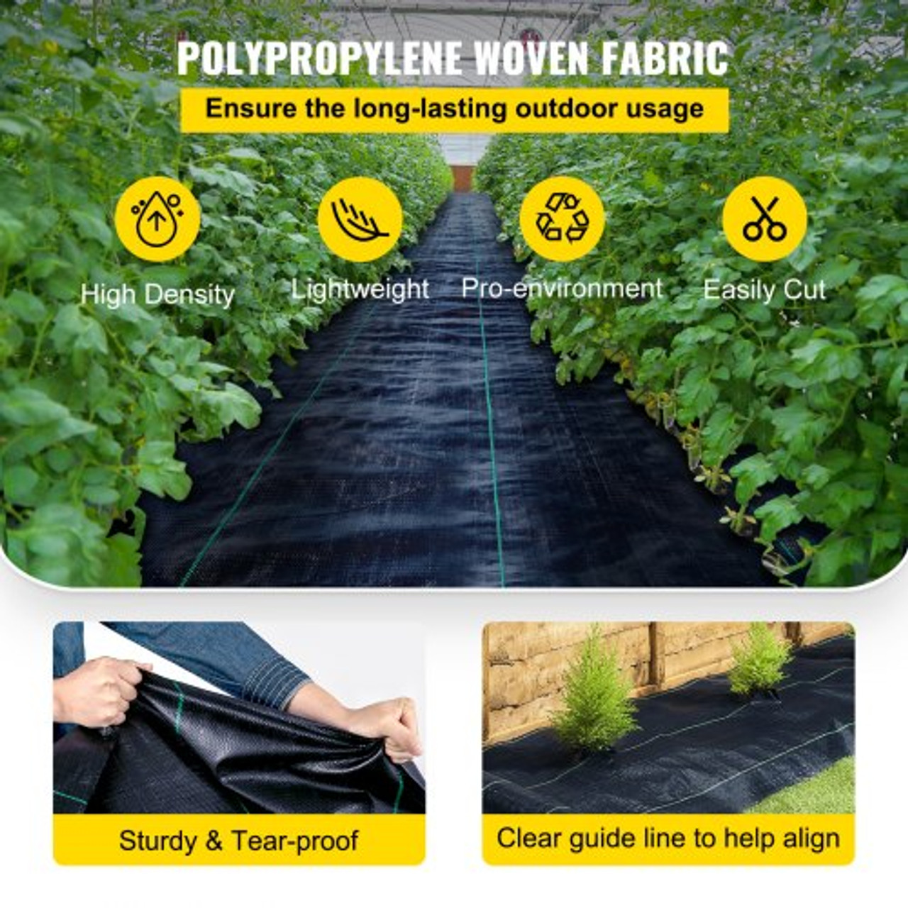 Weed Barrier Landscape Fabric, 4 x 250 FT Geotextile Underlayment, PP Woven Garden Ground Cover, 5Oz Weed Control Fabric, Heavy Duty Weed Block Fabric w/Good Permeability, Gardening Mat, Black