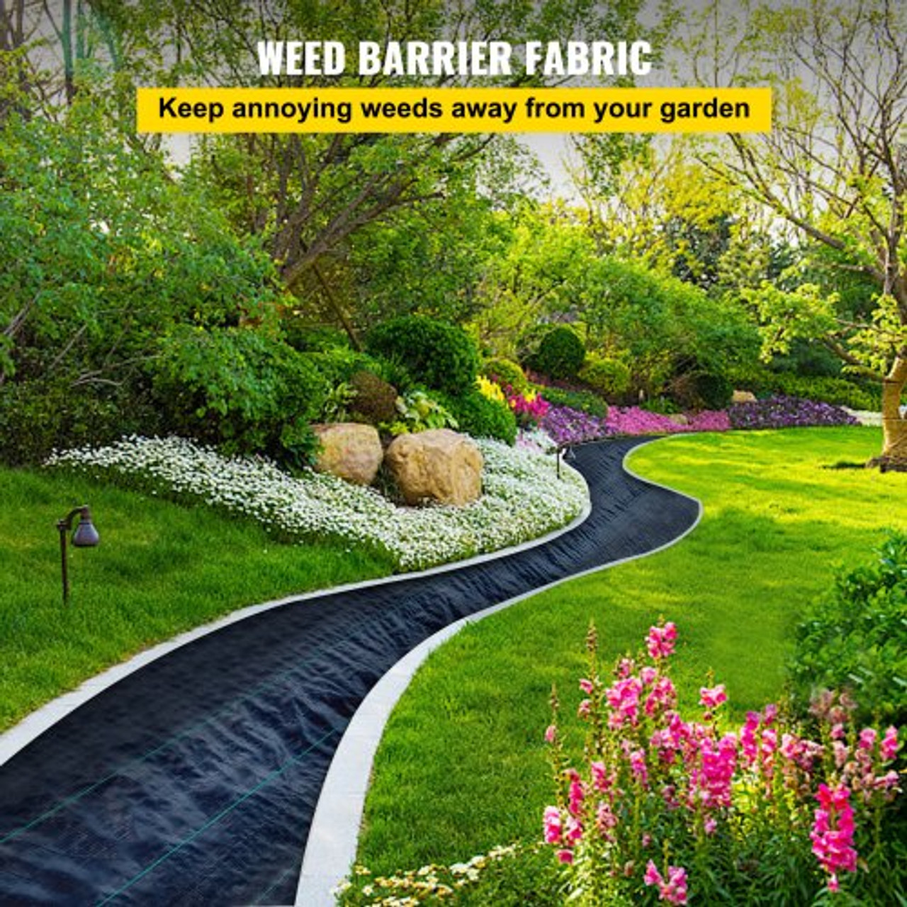 Weed Barrier Landscape Fabric, 4 x 250 FT Geotextile Underlayment, PP Woven Garden Ground Cover, 5Oz Weed Control Fabric, Heavy Duty Weed Block Fabric w/Good Permeability, Gardening Mat, Black