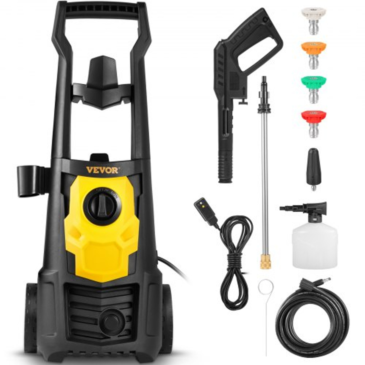 Electric Power Washer, 2000 PSI, Max 1.65 GPM Pressure Washer w/ 30 ft Hose & Reel, 5 Quick Connect Nozzles, Foam Cannon, Portable to Clean Patios, Cars, Fences, Driveways, ETL Listed