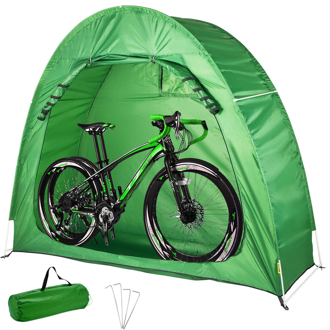 Bike Cover Storage Tent, 420D Oxford Portable for 2 Bikes, Outdoor Waterproof Anti-Dust Bicycle Storage Shed, Heavy Duty for Bikes, Lawn Mower, and Garden Tools, w/ Carry Bag and Pegs, Green