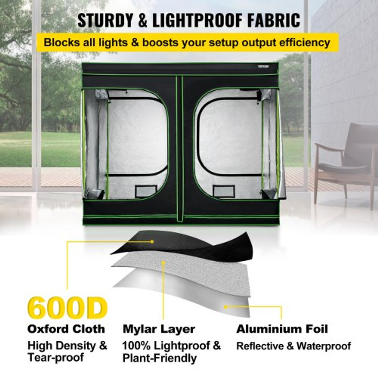 Grow Tent, 120" x 60" x 80" Hydroponics Mylar Grow Room with Observation Windows and Removable Floor Tray, 100% Lightproof Grow Closet for Indoor Plants Growing - 10'x5' Reflective Plant Tent