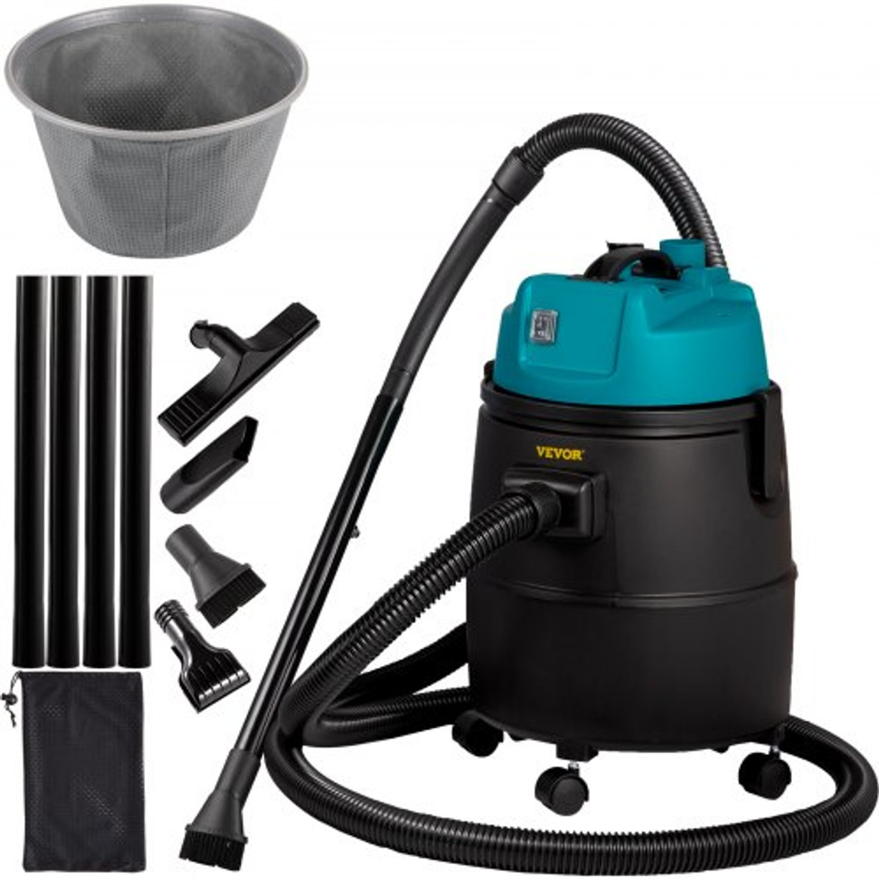Pond Vacuum Cleaner, 1400W Motor in Single Chamber Suction System, 120V Motor w/15 ft Electric Wire, 4 Brush Heads, 4 Extended Tubes, 1 Filter Bag for Multi-use Cleaning Above Ground