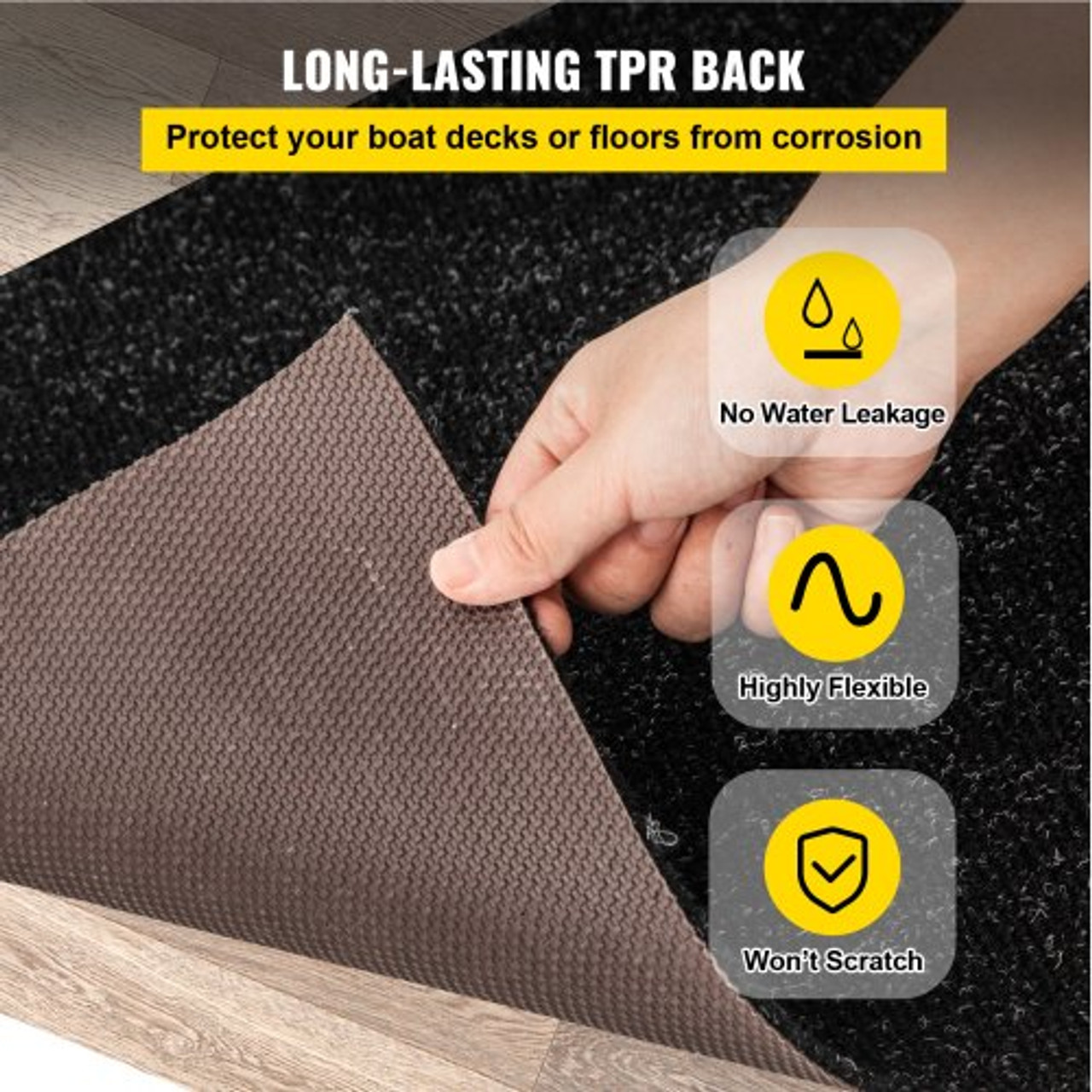 Boat Carpet, 6 ft x 29.5 ft Marine Carpet for Boats, Waterproof Black Indoor Outdoor Carpet with Marine Backing Anti-Slide Marine Grade Boat Carpet Cuttable Easy to Clean Patio Rugs Deck Rug