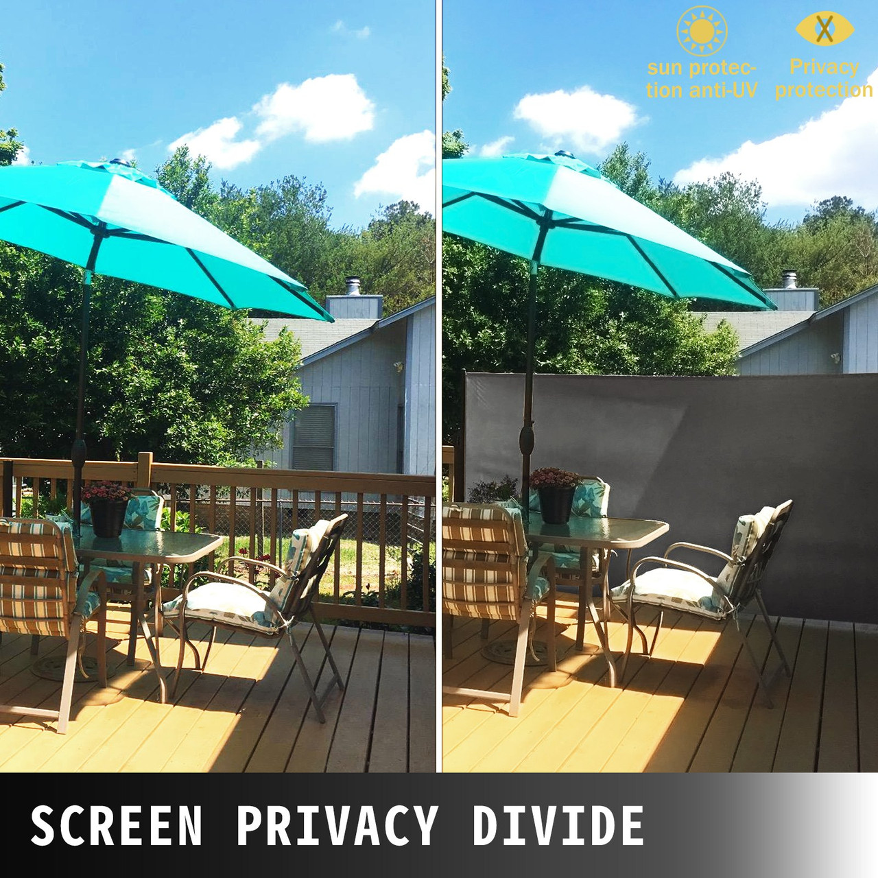 Retractable Side Awning, 71''118'' Full Aluminum Rust-Proof Outdoor Privacy Screen, Folding Room Divider Fence & Wind Screen for Patio Sun Shade,