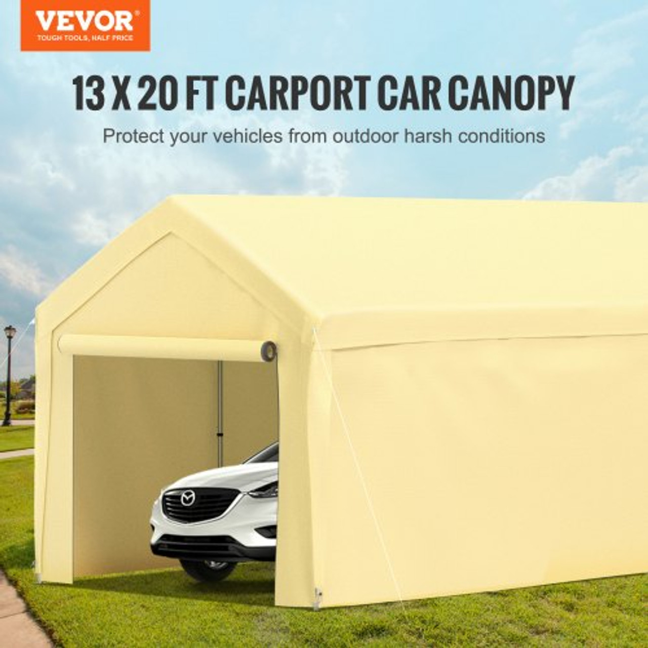 Carport Canopy Car Shelter Tent 13 x 20ft with 8 Legs and Sidewalls Yellow