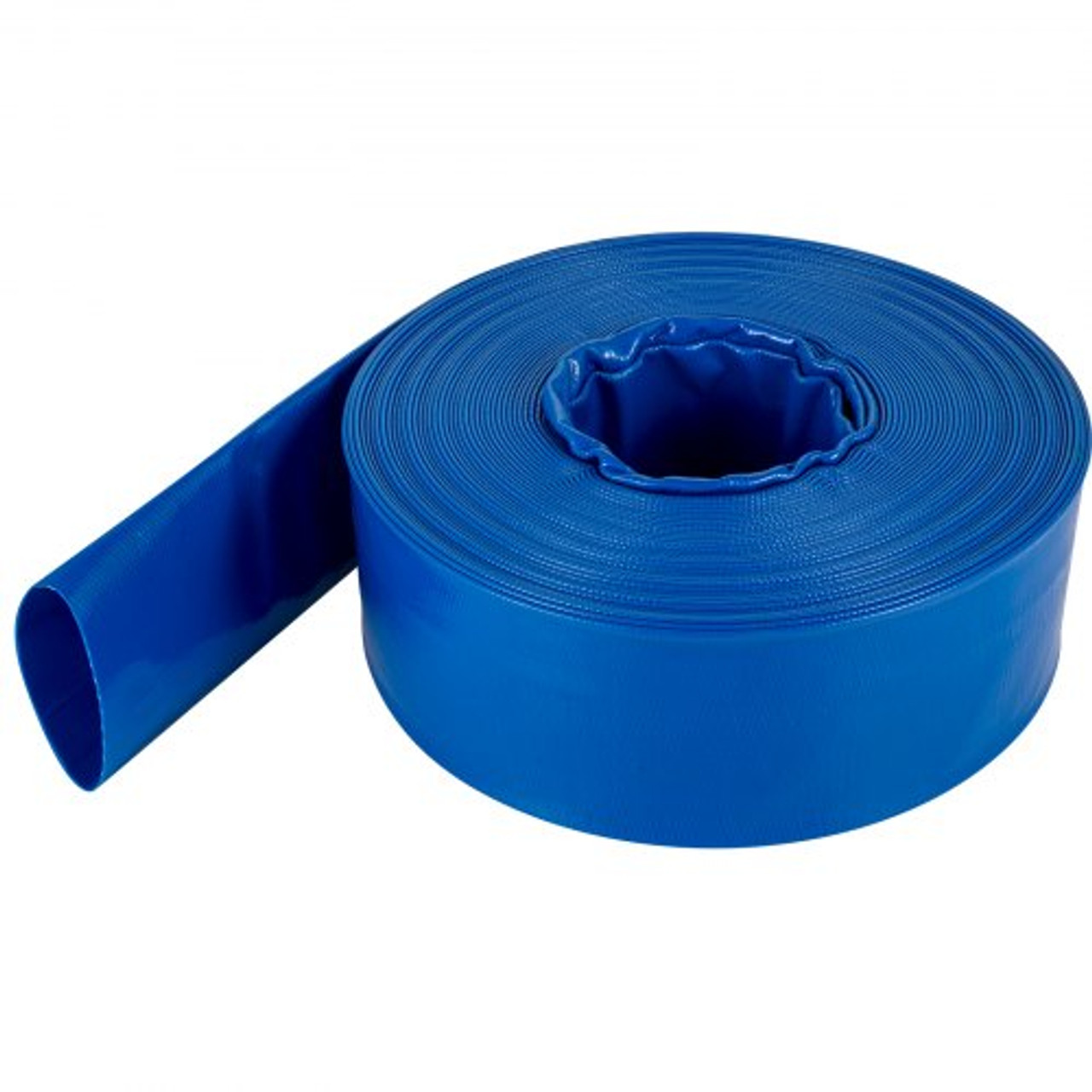 Discharge Hose, 3" x 53', PVC Lay Flat Hose, Heavy Duty Backwash Drain Hose with Clamps, Weather-proof & Burst-proof, Ideal for Swimming Pool & Water Transfer, Blue