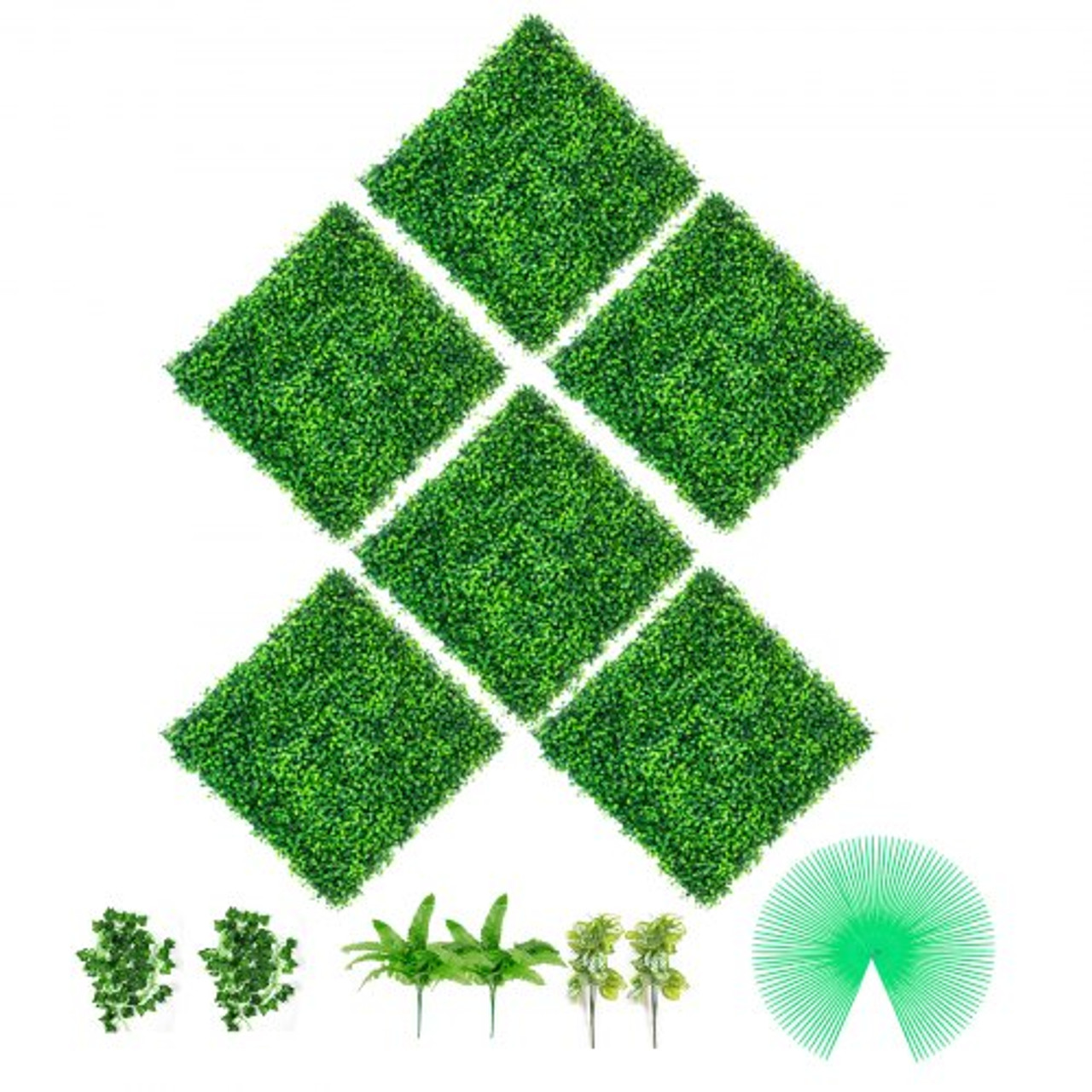 Artificial Boxwood Panels, 6 PCS 20"x20" Boxwood Hedge Wall Panels, PE Artificial Grass Backdrop Wall 1.6", Privacy Hedge Screen for Decoration of Outdoor, Indoor, Garden, Fence, and Backyard