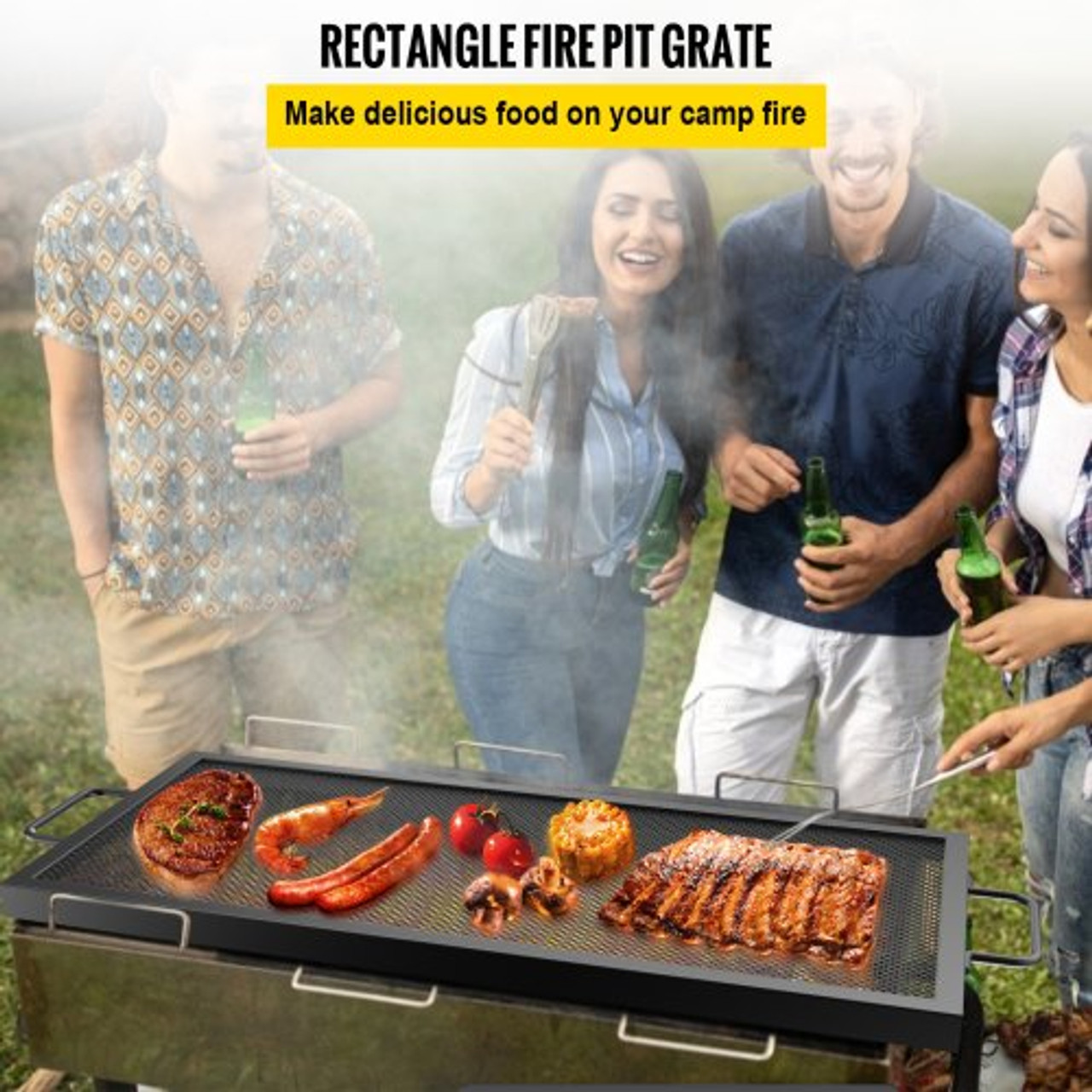 Rectangle Cooking Grate Fire Pit Grill 40x15-inch Fire Pit Cooking Grate