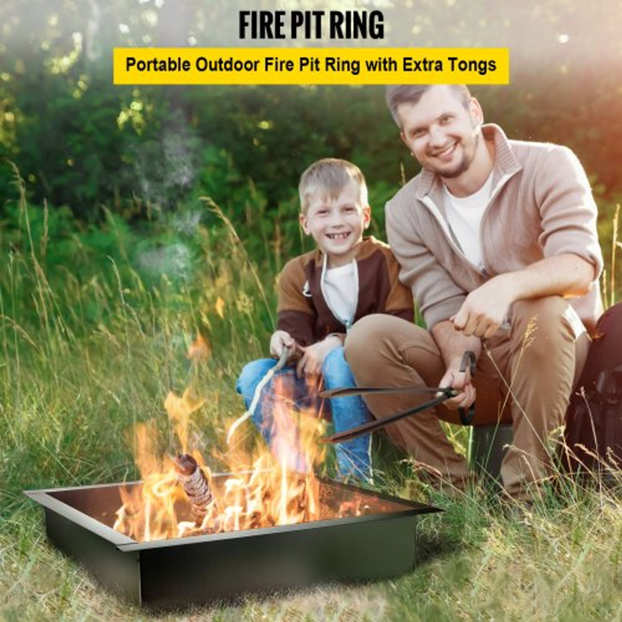 Fire Pit Ring, 42-Inch Outer/36-Inch Inner Diameter Fire Pit Liner,1.5 mm Thickness Fire Pit Insert, DIY Fire Ring On & In-Ground, Smokeless Bonfire Liner with Easy Assembly for Outdoors