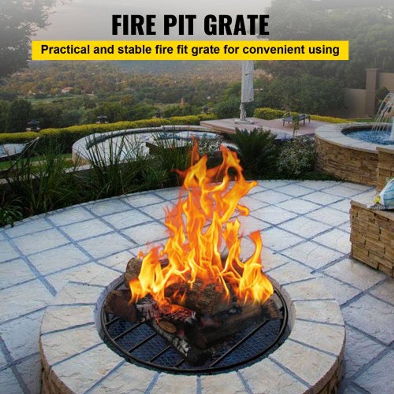 Fire Pit Grate, Heavy Duty Iron Round Firewood Grate, Round Wood Fire Pit Grate 22", Firepit Grate with Black Paint, Fire Grate with 4 Removable Round Legs for Burning Fireplace and Firepits
