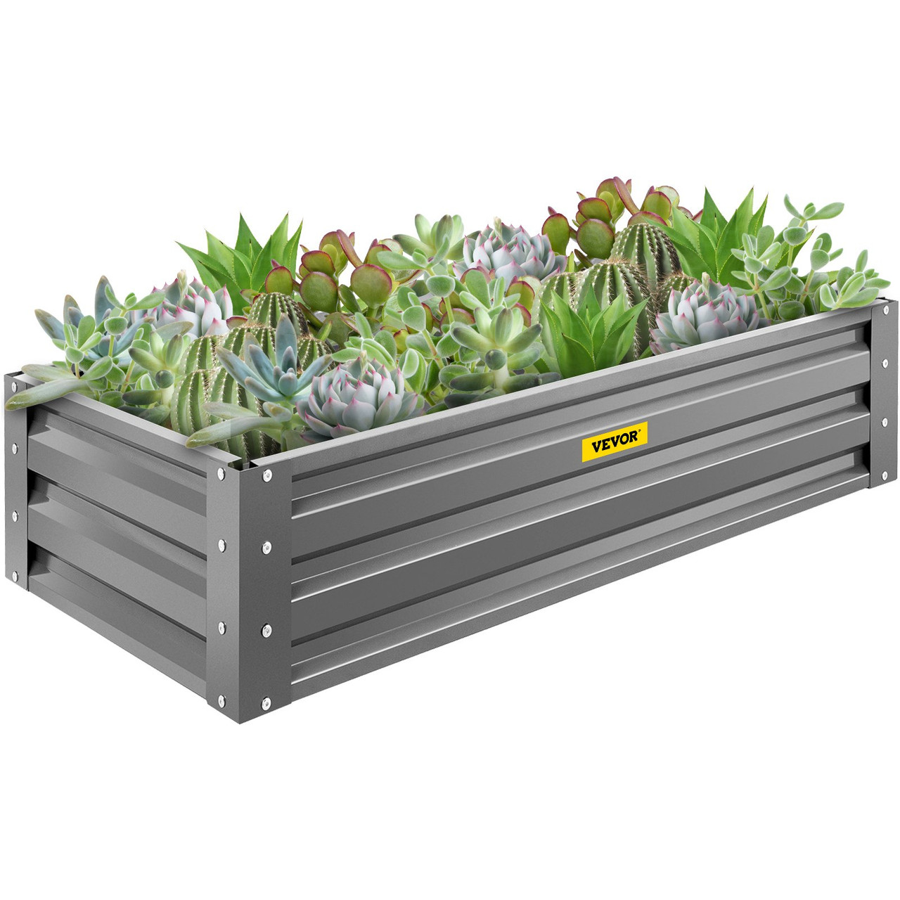 Galvanized Raised Garden Bed, 48" x 24" x 10", Steel Metal Planter Box Kit, Plant Boxes Outdoor for Growing Vegetables, Flowers, Fruits, Herbs, and Succulents, Gray