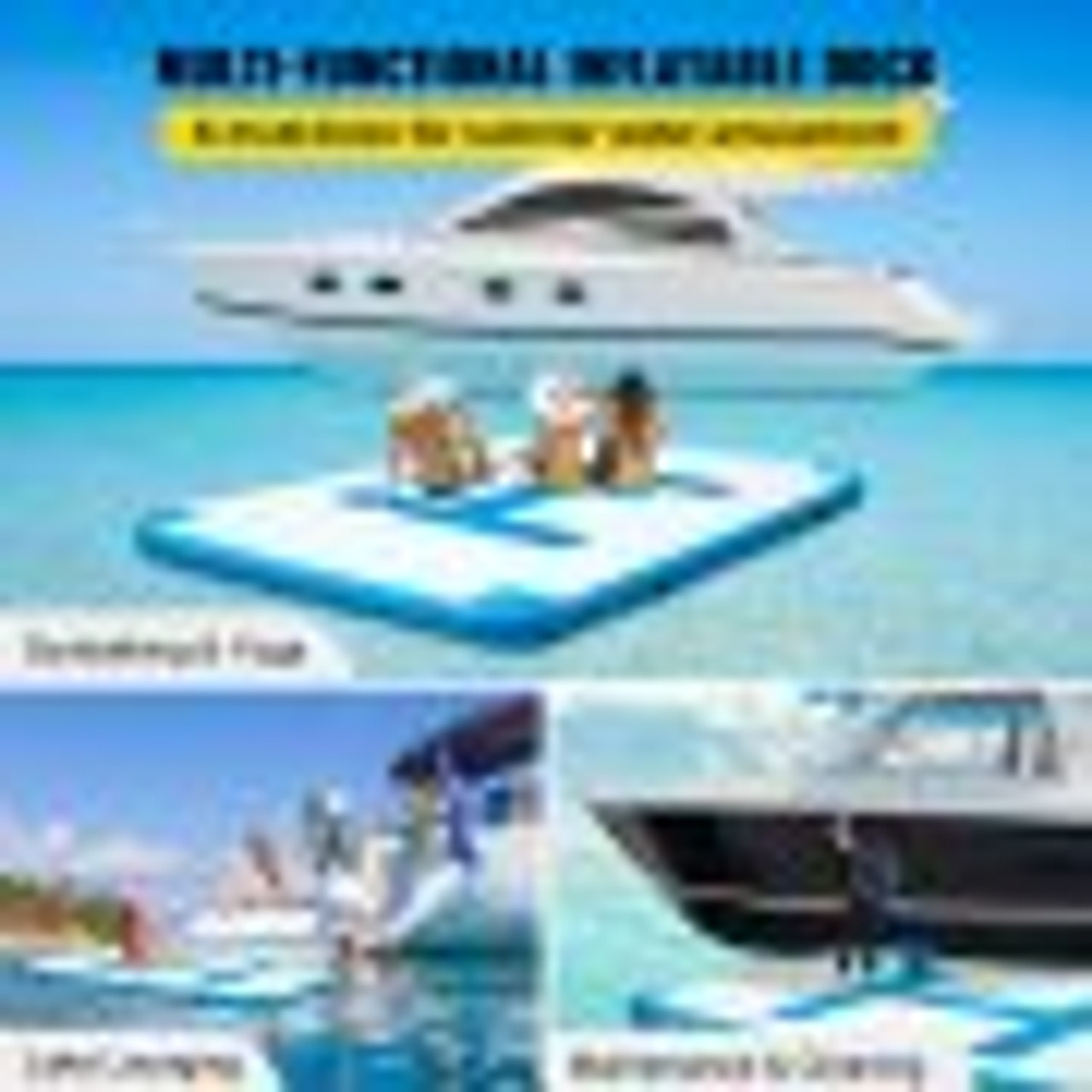 Inflatable Dock Platform Inflatable Floating Dock 10x6.5 ft w/ Electric Air Pump