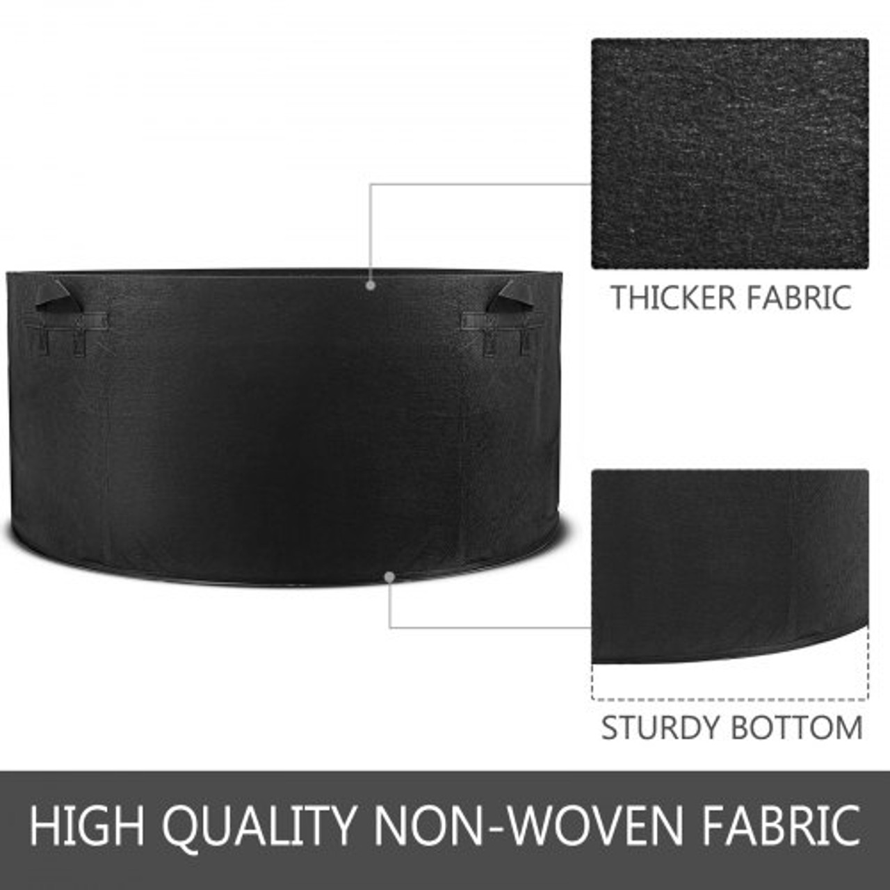 10-Pack 300 Gallon Plant Grow Bag Aeration Fabric Pots with Handles Black Grow Bag Plant Container for Garden Planting Washable and Reusable (10-Pack 300 Gallon)