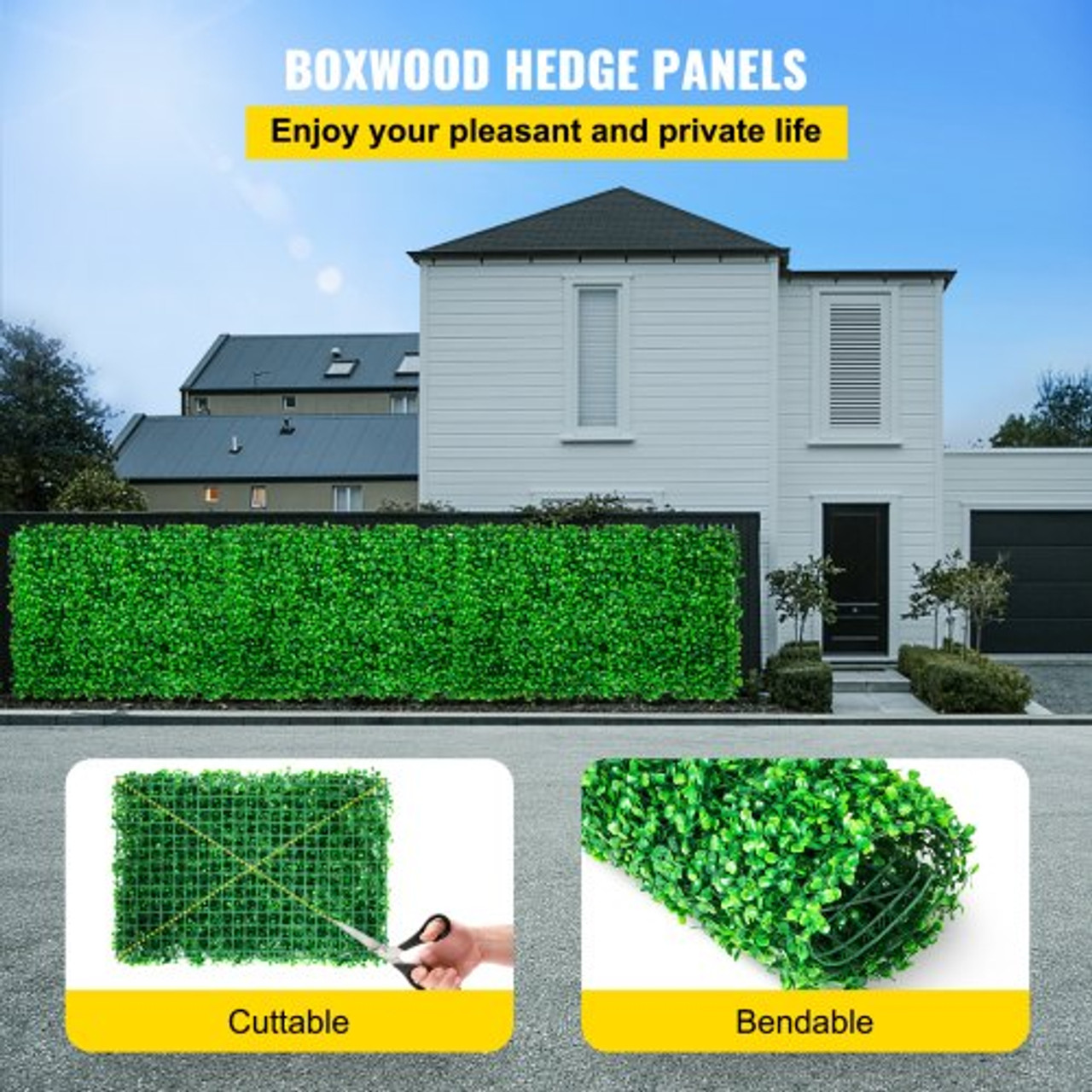 Artificial Boxwood Panel 8pcs Boxwood Hedge Wall Panels Artificial Grass Backdrop Wall 24X16 4cm Green Grass Wall, Fake Hedge for Decor Privacy Fence Indoor Outdoor Garden Backyard