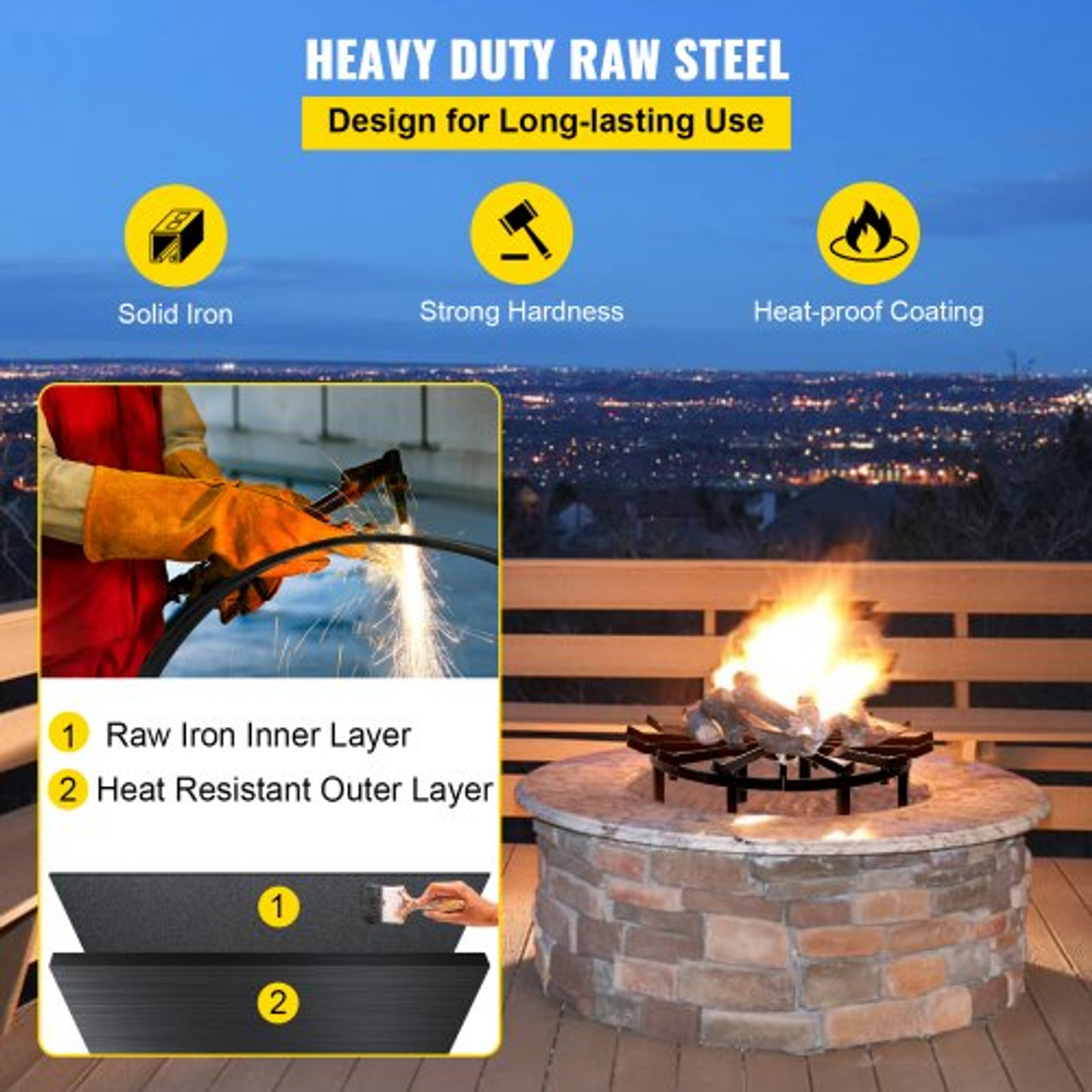 36in Fire Grate Log Grate ,Wagon Wheel Firewood Grates 16 Iron Bars, Fireplace Grates Burning Rack Holder 10 Legs for Indoor Chimney, Hearth Wood Stove and Outdoor Camping Fire Pit