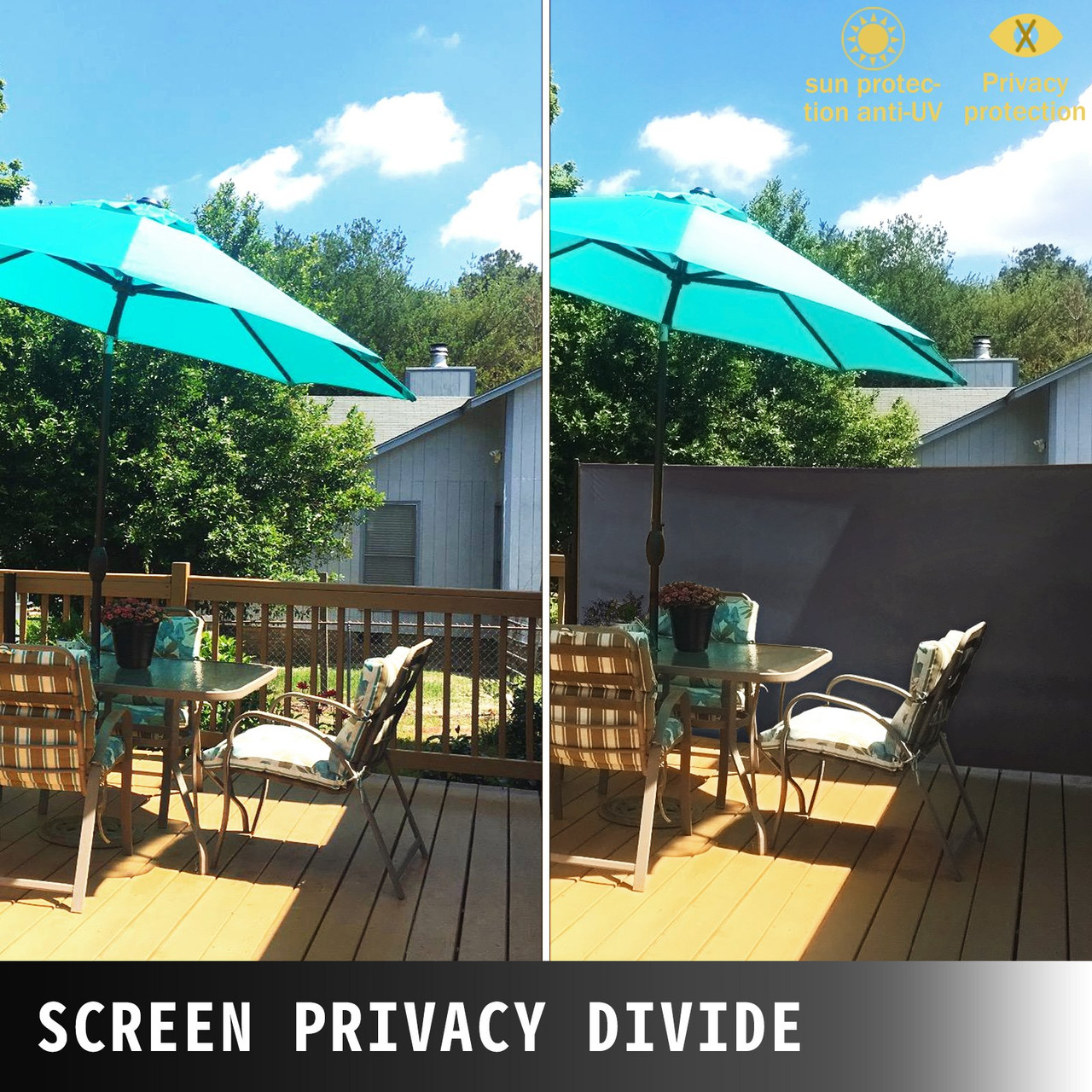 Retractable Side Awning, 63''x 118'' Full Aluminum Rust-Proof Outdoor Privacy Screen, Folding Room Divider Wind Screen for Patio Sun Shade, Backyard, Balcony, Roof Terraces and Pools, Black