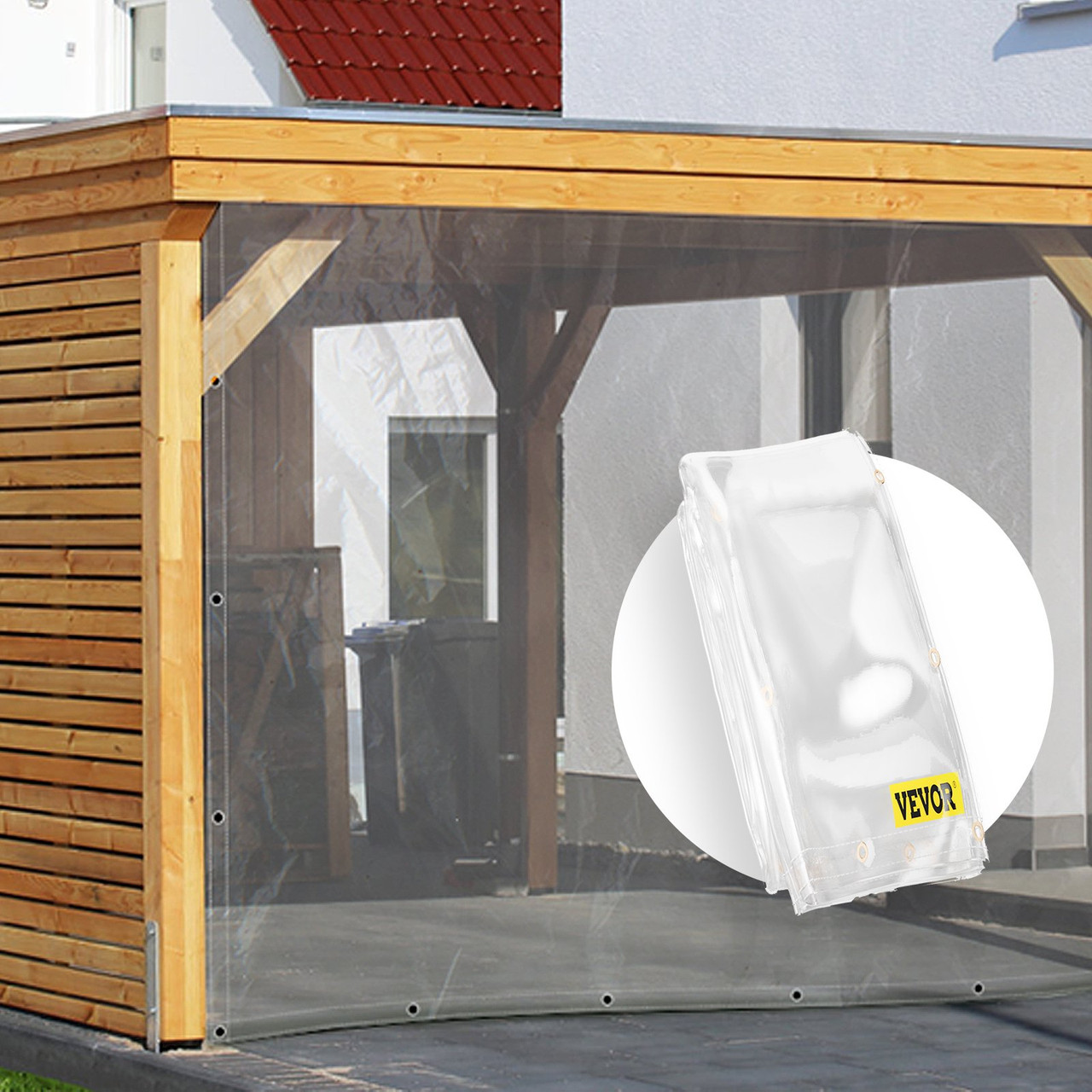 Clear Vinyl Tarp, 8 x 10 ft 20 Mil Thick, Heavy-Duty Waterproof Patio Enclosure, Tear and Weather Proof Transparent PVC Tarpaulin, with Brass Grommets and Reinforced Edges for Outdoor Cover