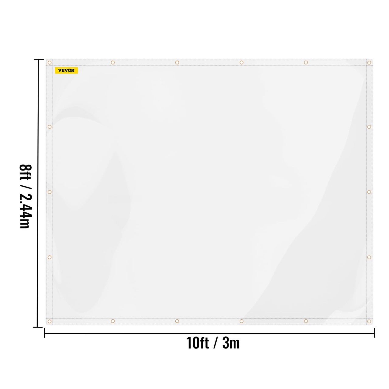 Clear Vinyl Tarp, 8 x 10 ft 20 Mil Thick, Heavy-Duty Waterproof Patio Enclosure, Tear and Weather Proof Transparent PVC Tarpaulin, with Brass Grommets and Reinforced Edges for Outdoor Cover