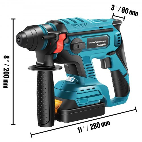 SDS-Plus Rotary Hammer Drill, 900 rpm & 450 bpm Variable Speed Electric Hammer, 4 Functions Cordless Drill w/ LED Light & Ruler, 360° Rotary Handle Jack Hammer for Concrete, Steel, and Wood